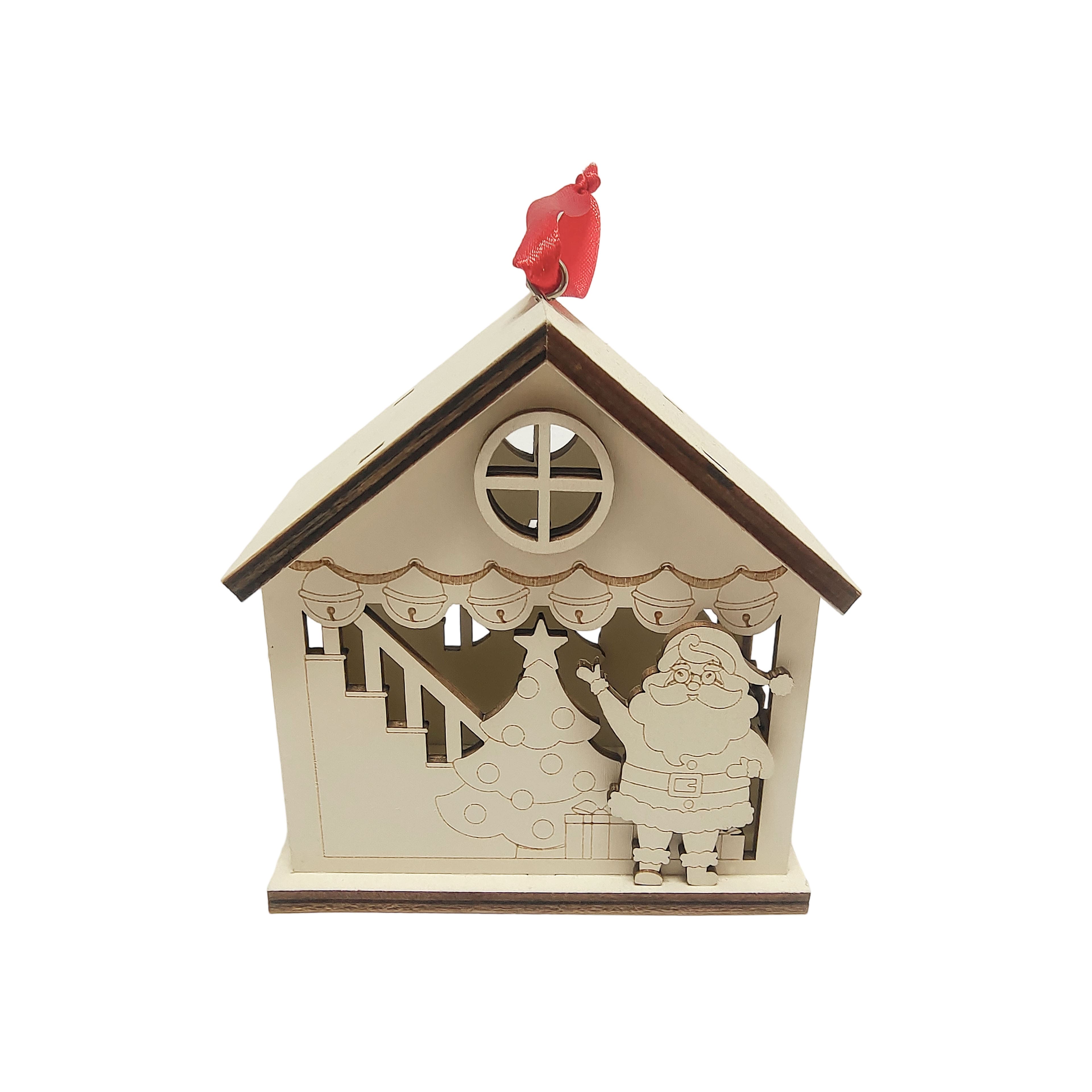 3.75" Unfinished Santa Claus House DIY LED Wood Ornament by Make Market®