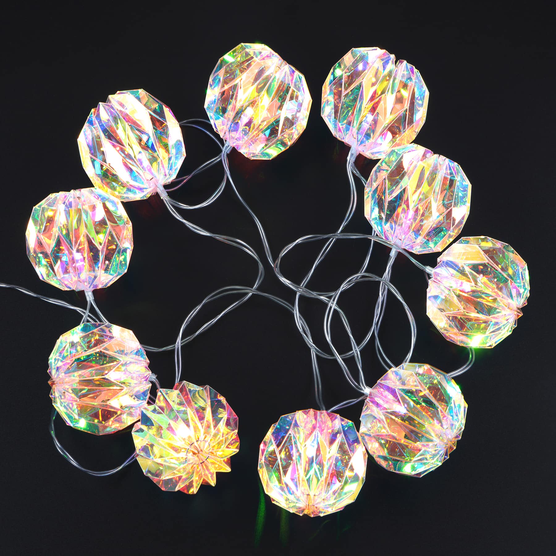 10ct. Warm White LED Iridescent Faceted Ball String Lights by Ashland&#xAE;