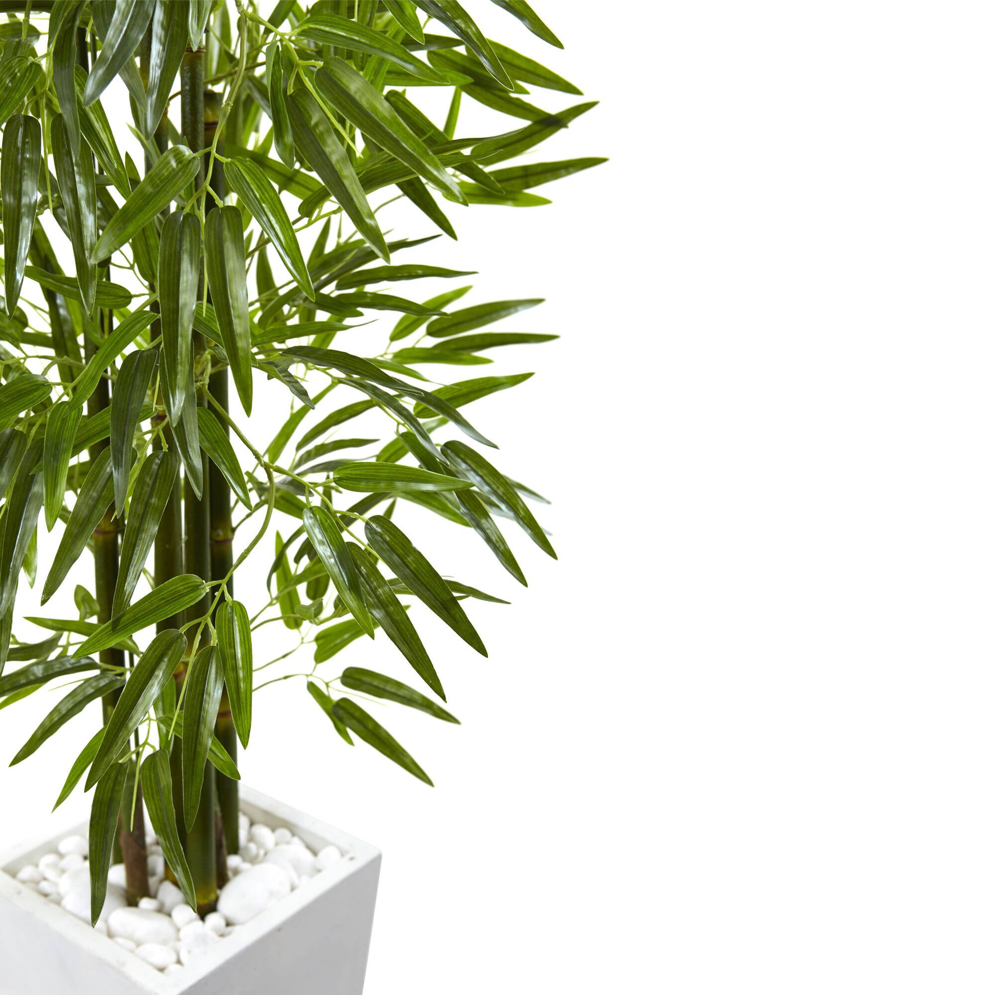 5ft. UV Resistant Bamboo Tree in White Planter