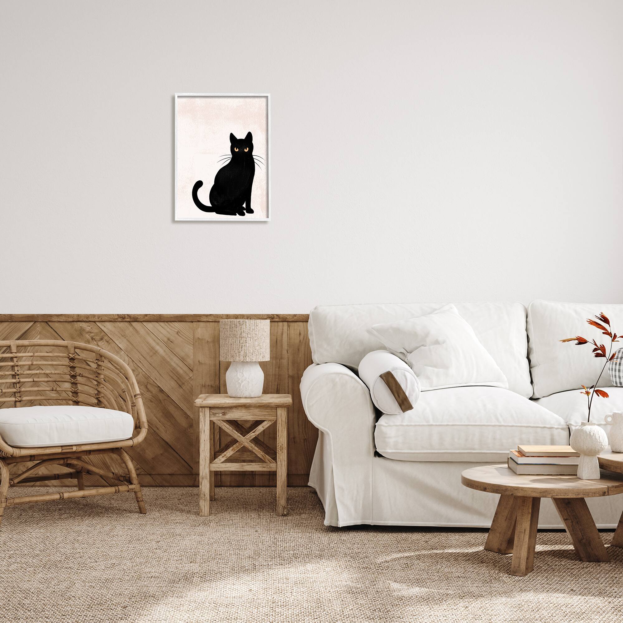 Stupell Industries Halloween Black Cat Silhouette Framed Giclee Art