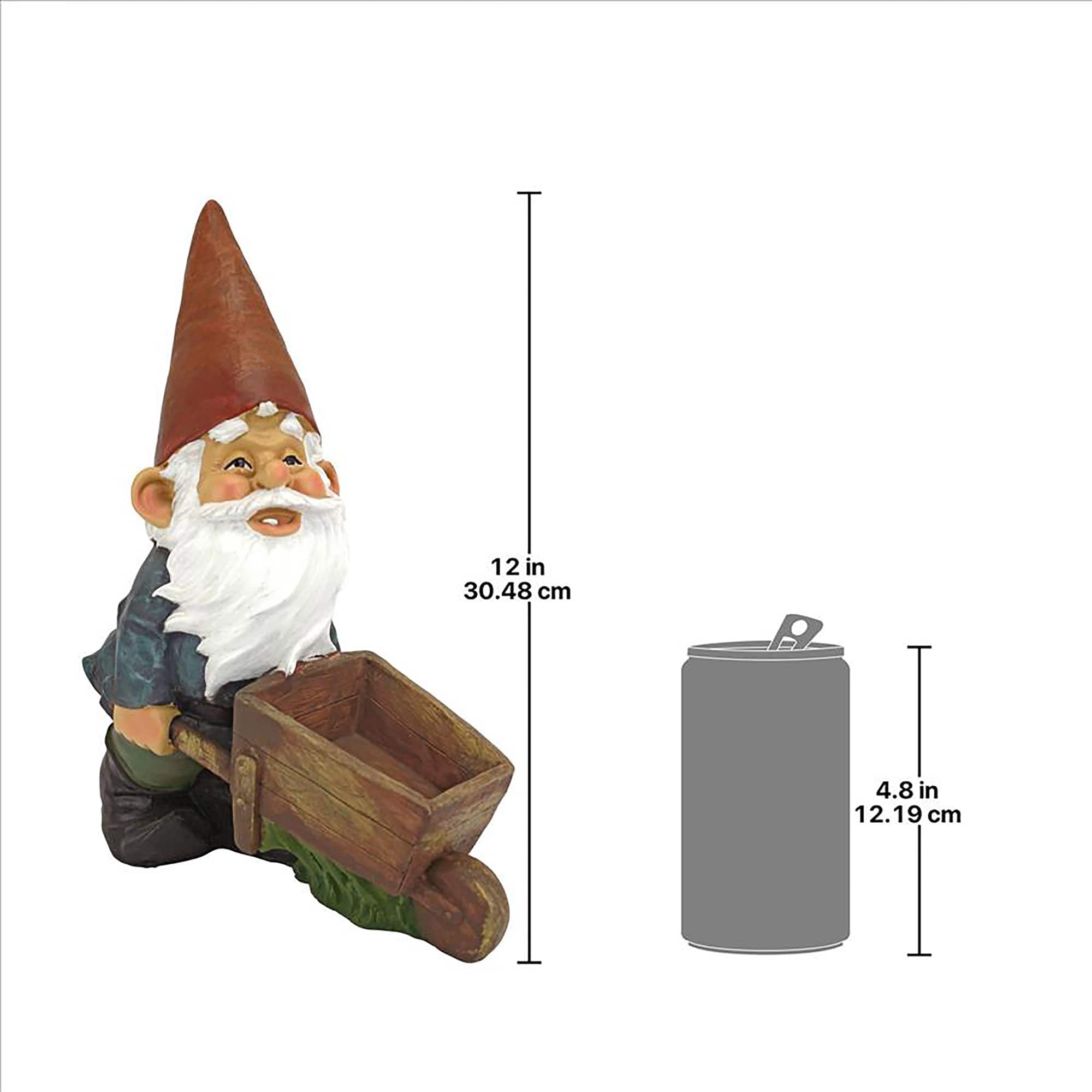 Design Toscano 12&#x22; Wheelbarrow Willie: Garden Gnome Statue