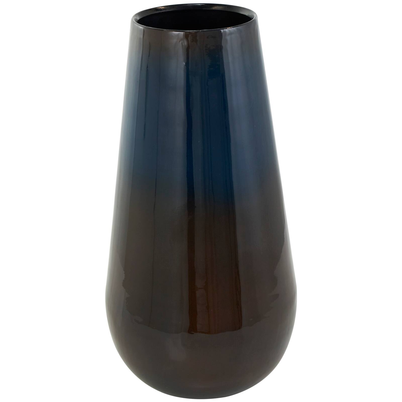 16" Blue Metal Ombre Vase with Brown Accents