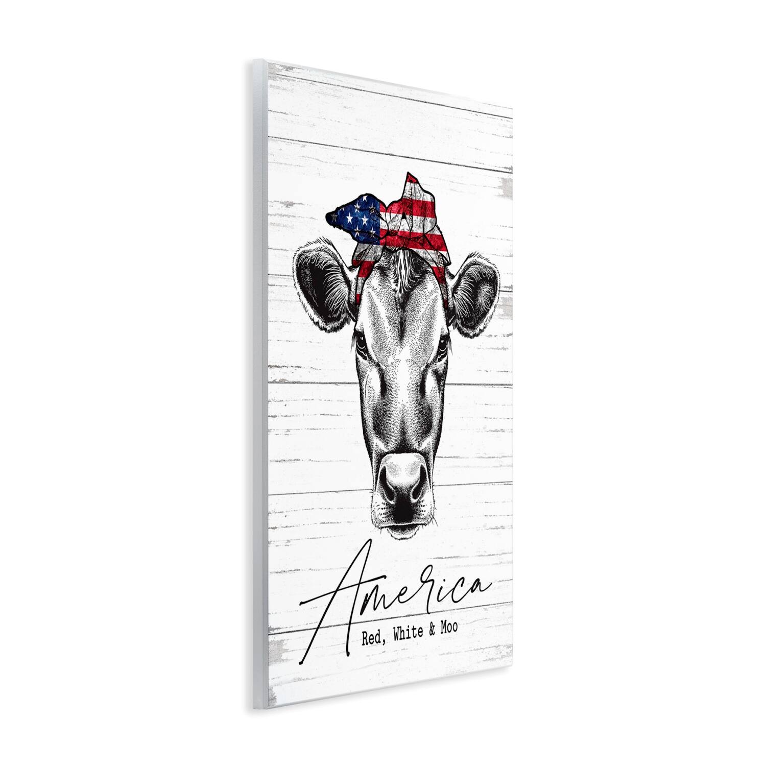 Stupell Industries Americana Cow Red White and Moo Country Farm Quote Wall Plaque Art