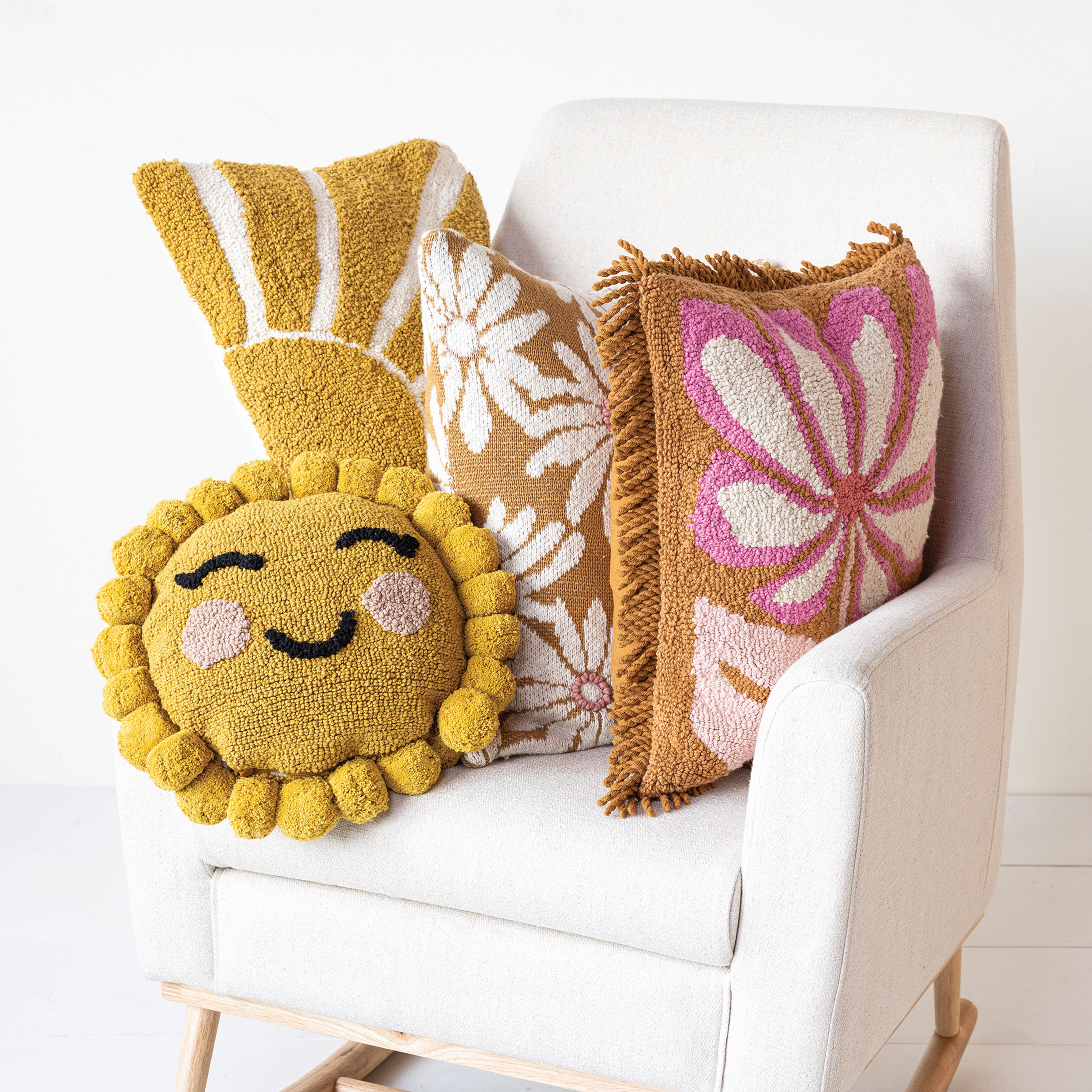 Hello Honey&#xAE; 12&#x22; Sun Shaped Cotton Punch Hook Pillow