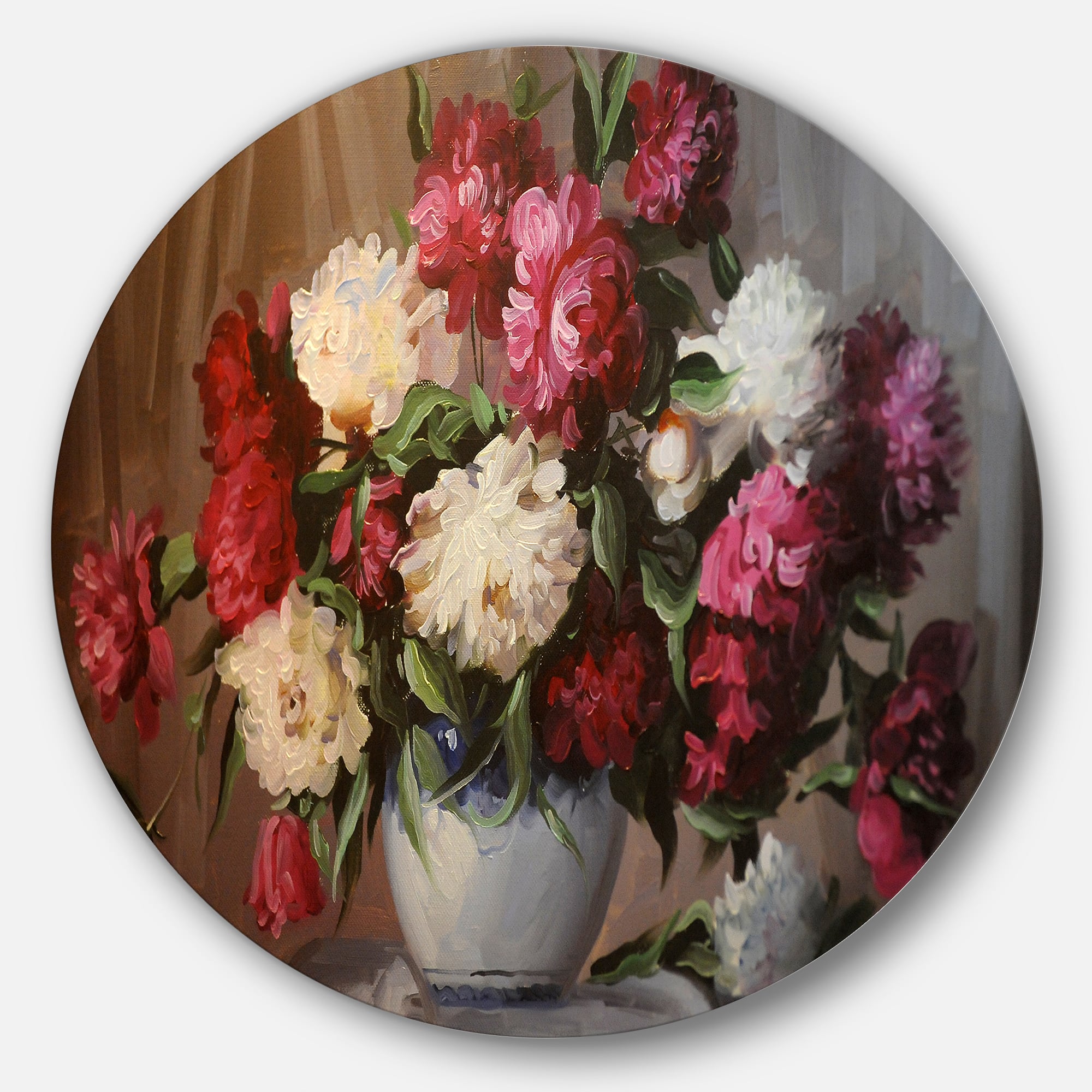 Designart - Bouquet of Blooming Peonies' Ultra Glossy Floral Metal Circle Wall Art