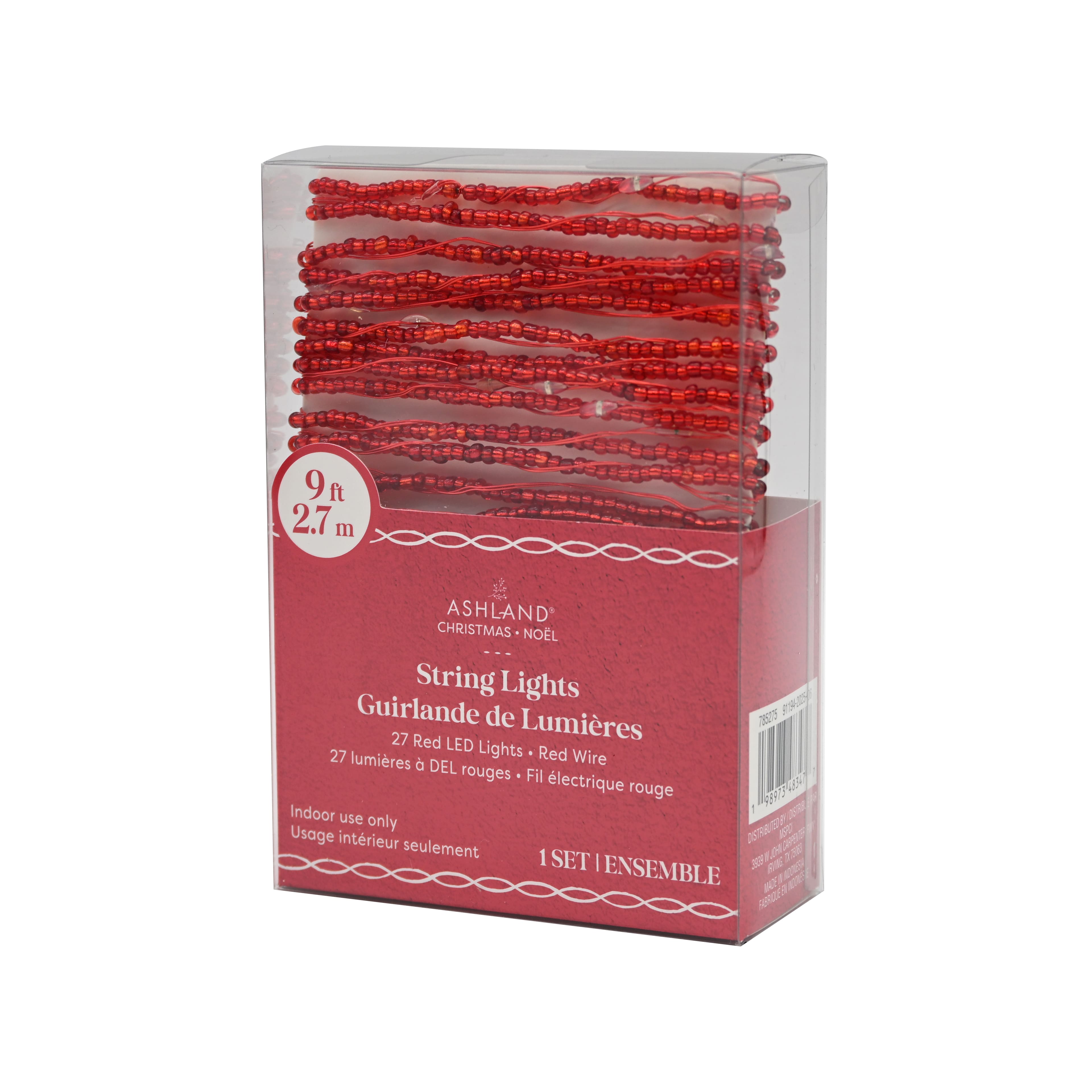 27ct. Red LED Beaded String Lights on Red Wire by Ashland&#xAE;