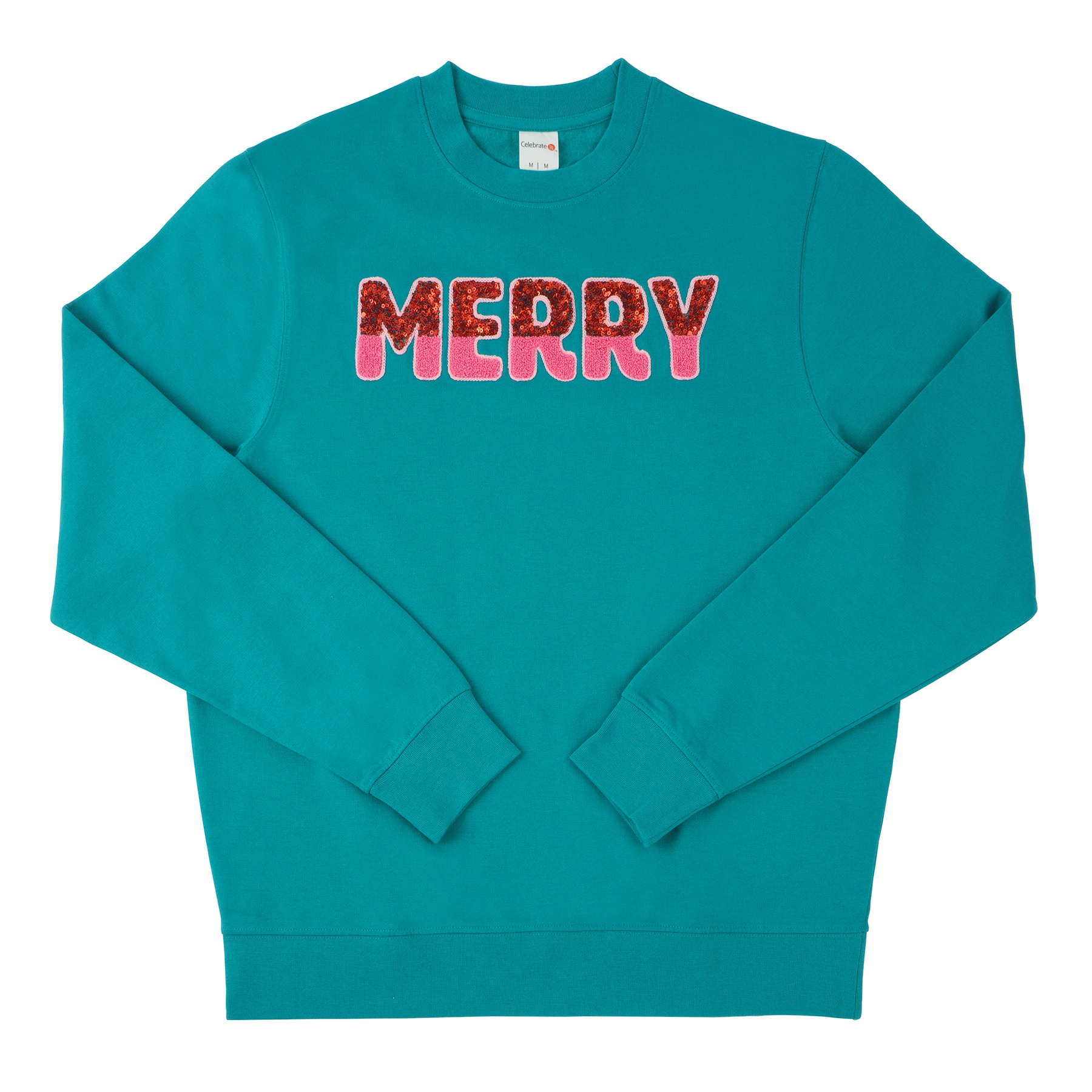 Teal Merry Adult Crew Neck Sweatshirt by Celebrate It&#x2122;
