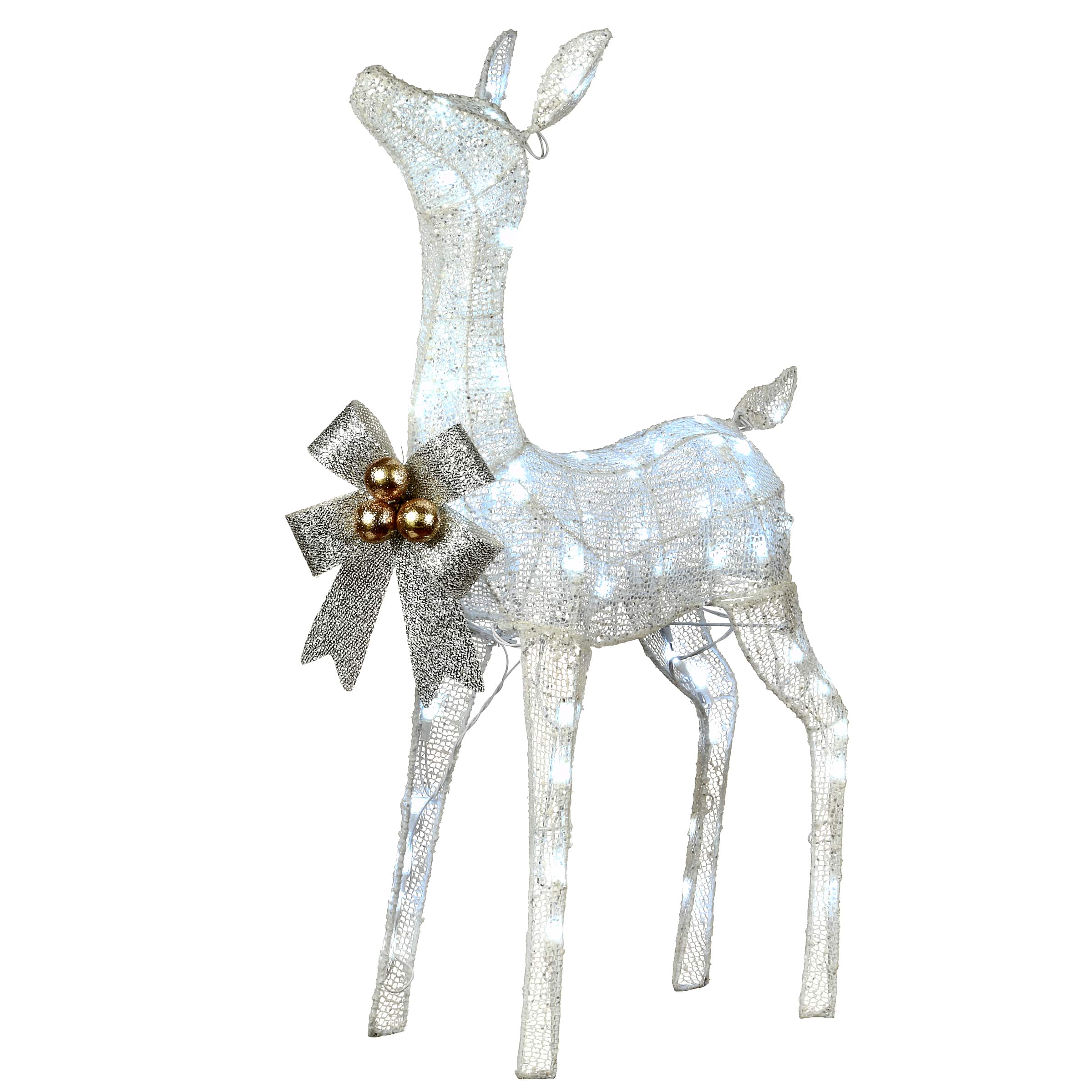 36" Pre-Lit Glittered Fawn