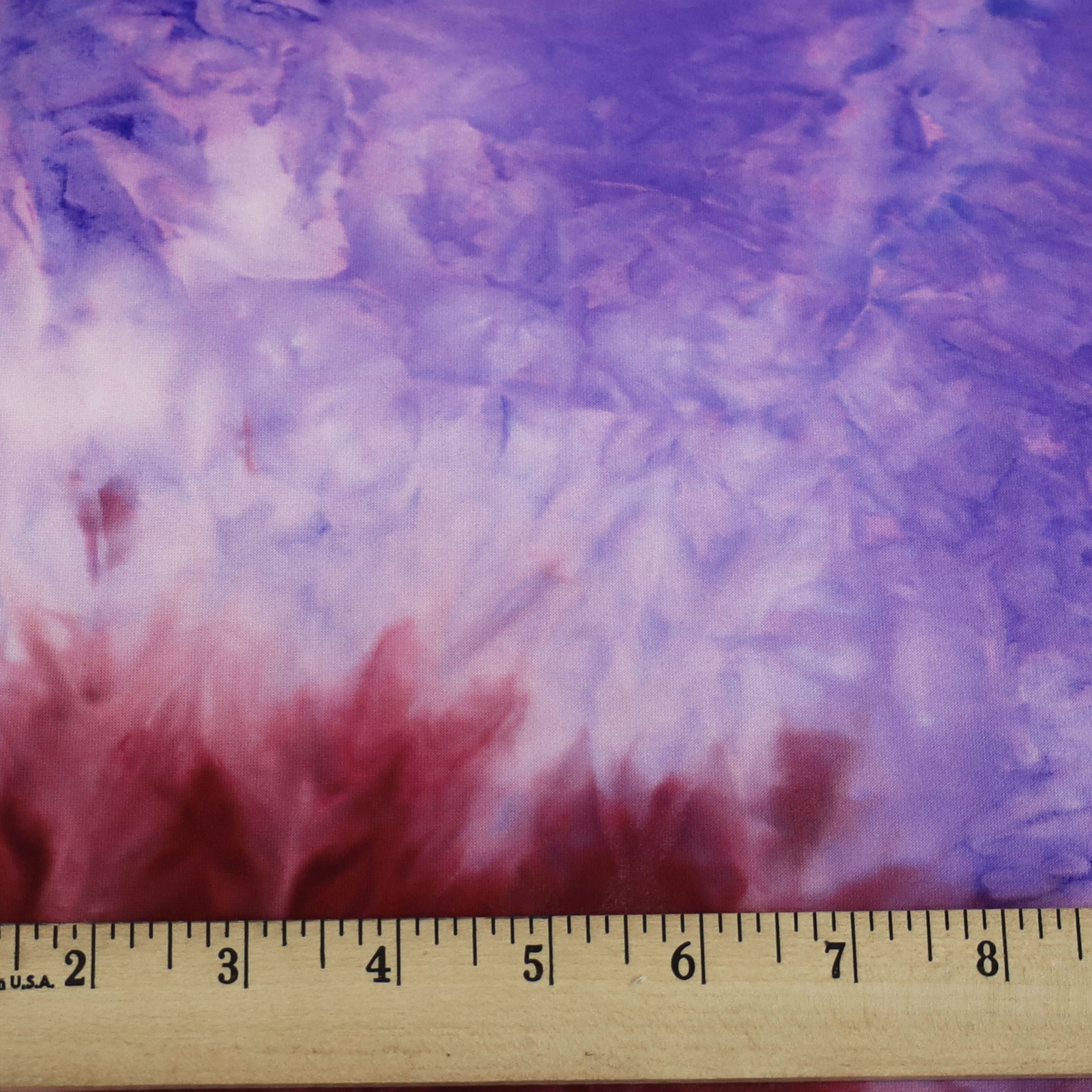 Fabric Merchants Blue, Lavender &#x26; Burgundy Tie Dye Double Brushed 4-Way Stretch Fabric