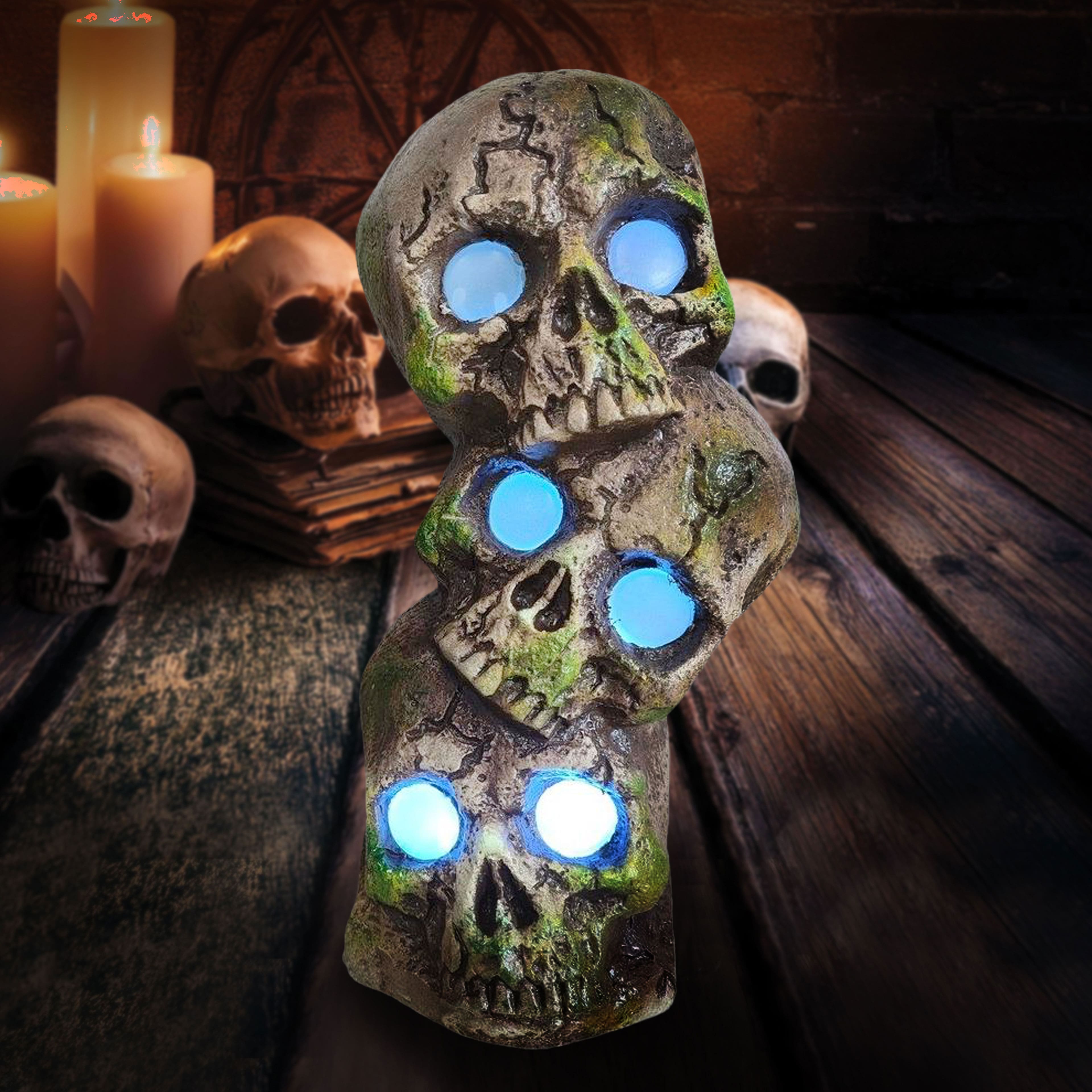 13.5&#x22; Gray LED Stacked Skulls D&#xE9;cor by Ashland&#xAE;