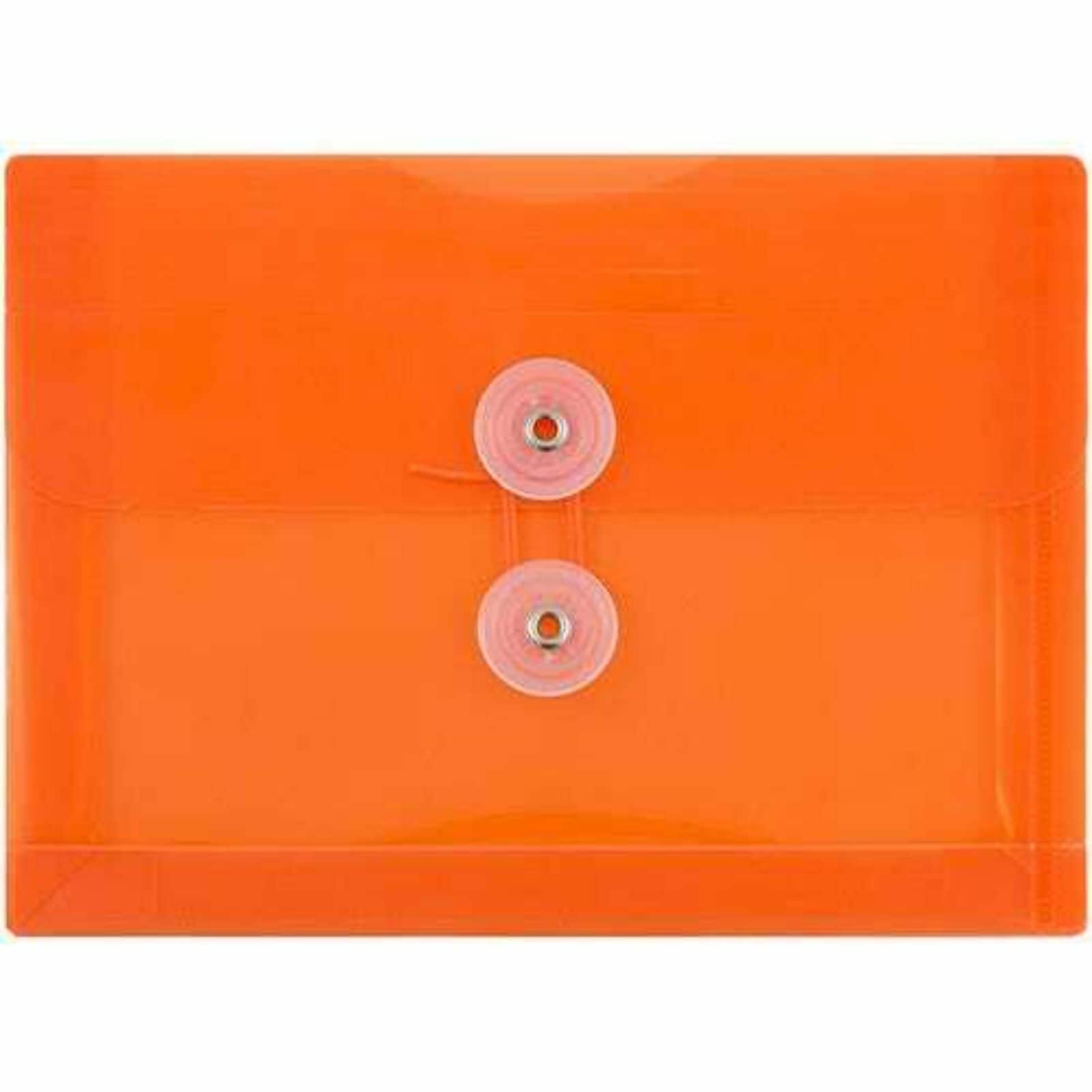 JAM Paper 5.5" x 7.5" Orange Plastic Button String Booklet Envelopes, 24ct.