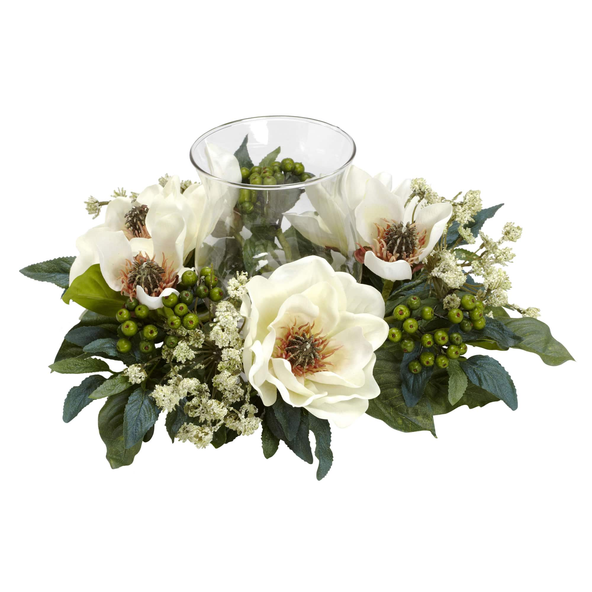 6.5&#x22; White Magnolia Silk Flower Candelabrum