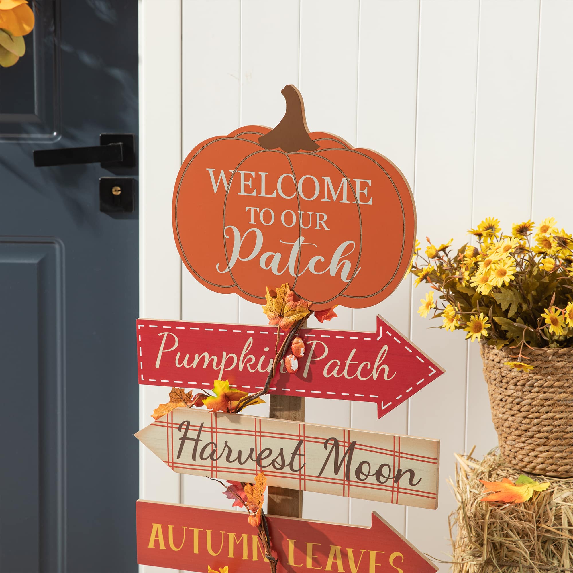 Glitzhome® 42.5" Fall Wooden Pumpkin Patch Porch Sign