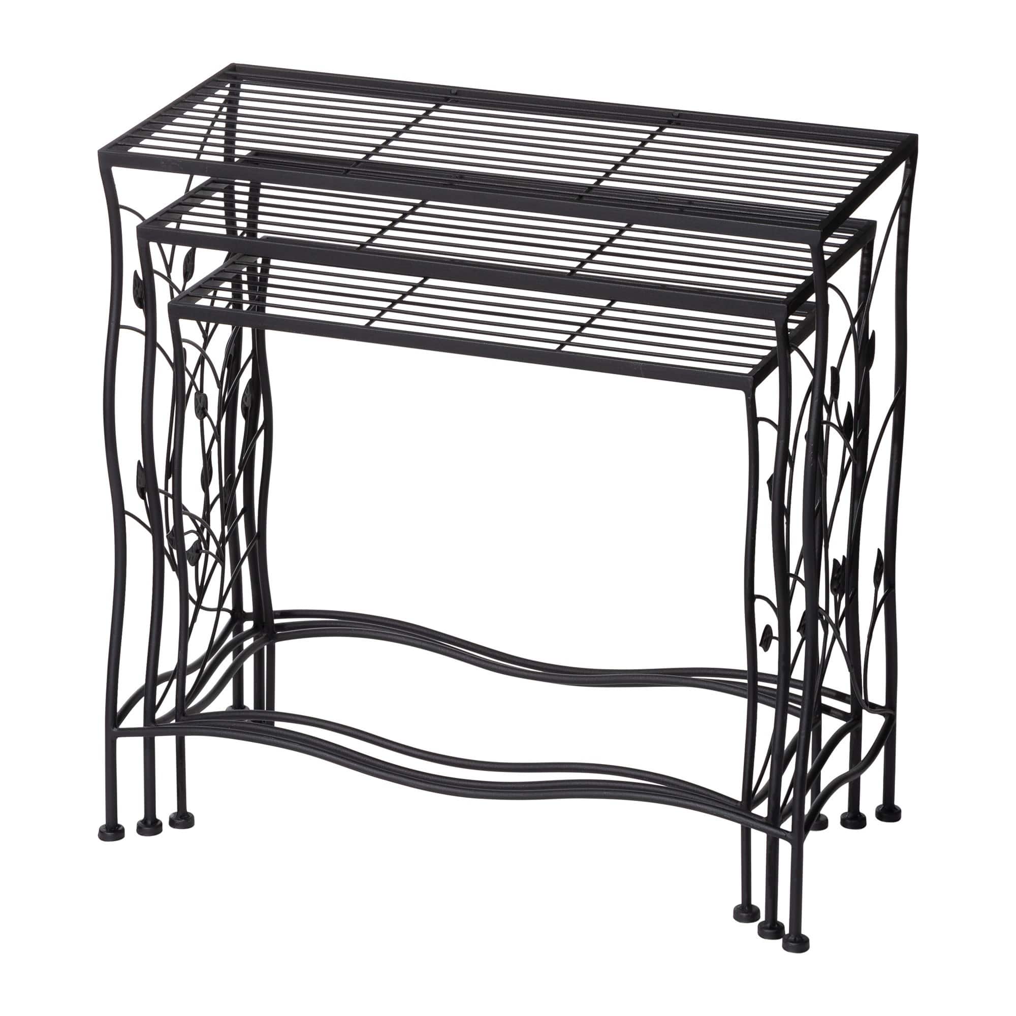 Glitzhome® Black Rectangular Nesting Metal Planter Set