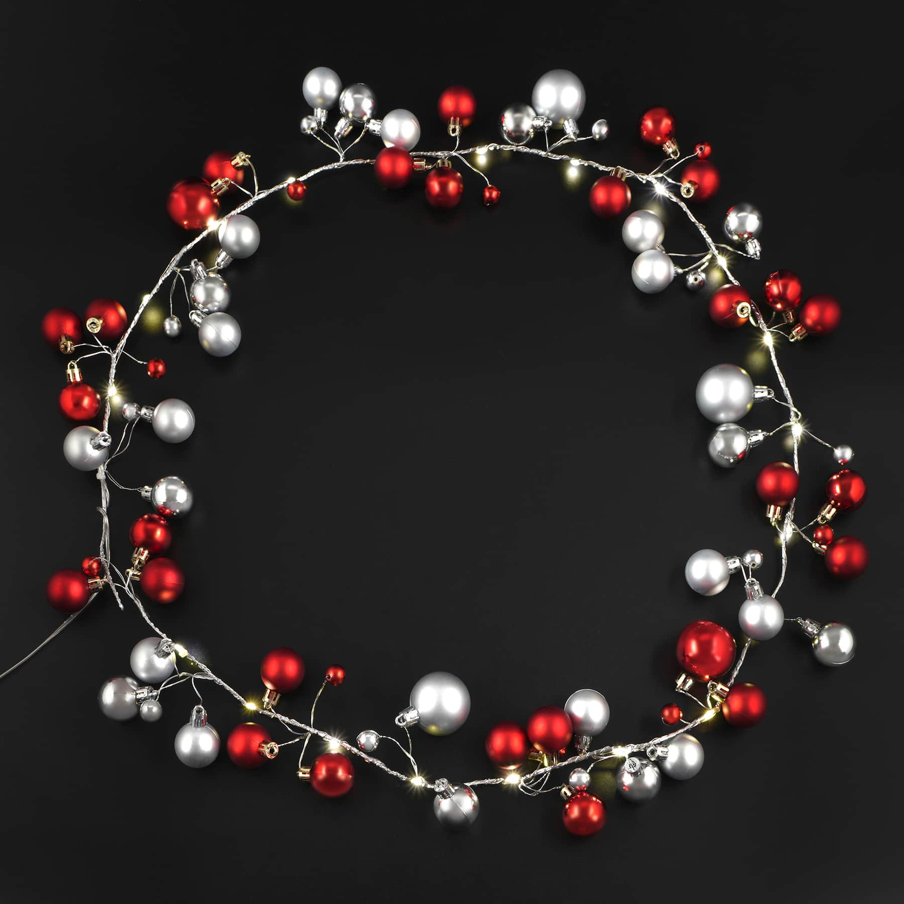 4.1ft. Silver &#x26; Red Ornaments LED Garland String Lights by Ashland&#xAE;
