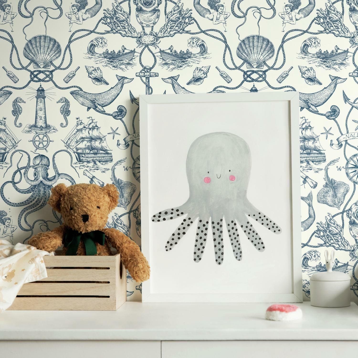 RoomMates Deep Sea Toile Peel & Stick Wallpaper
