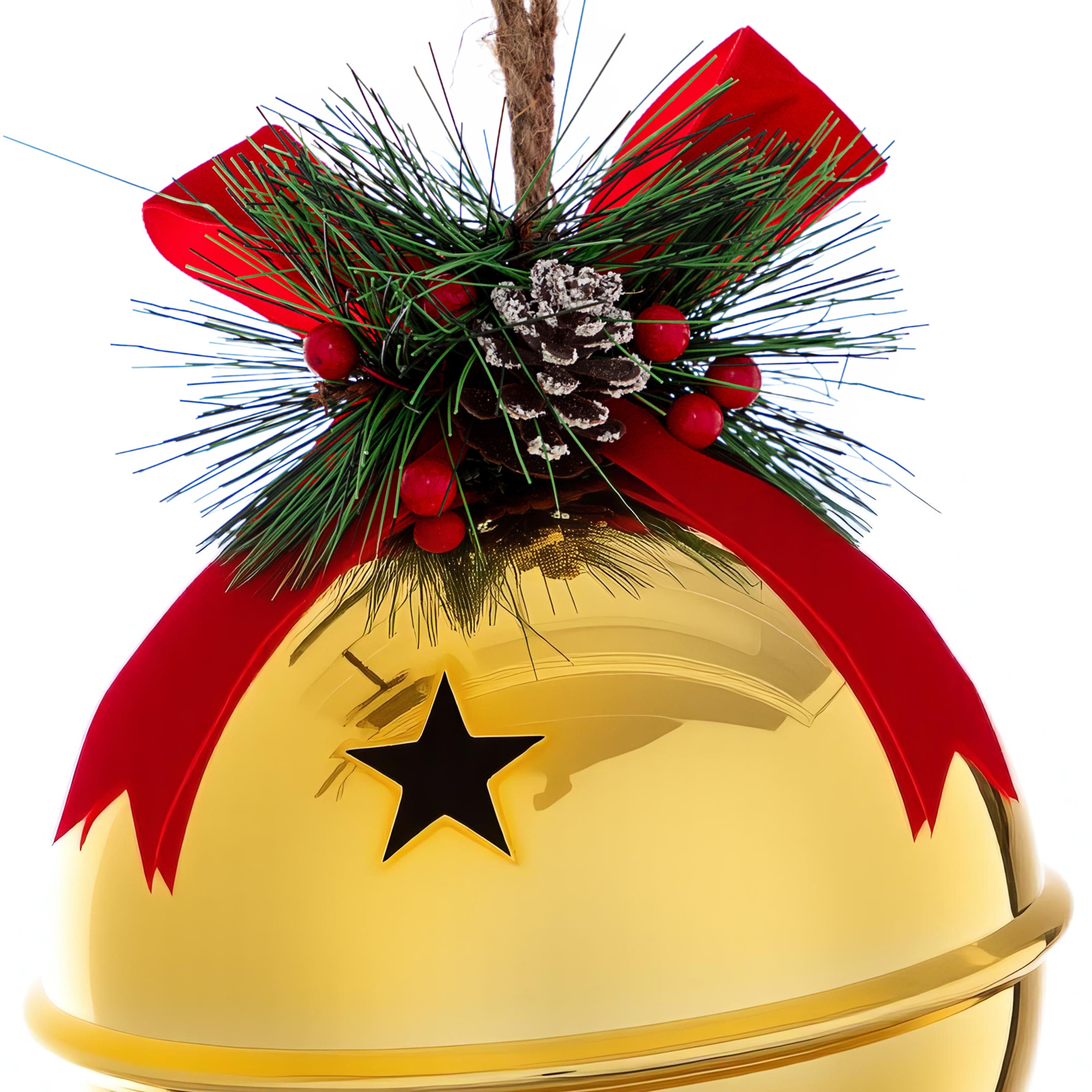 9.25" Jingle Bell with Star Cutouts Hanging Décor by Ashland