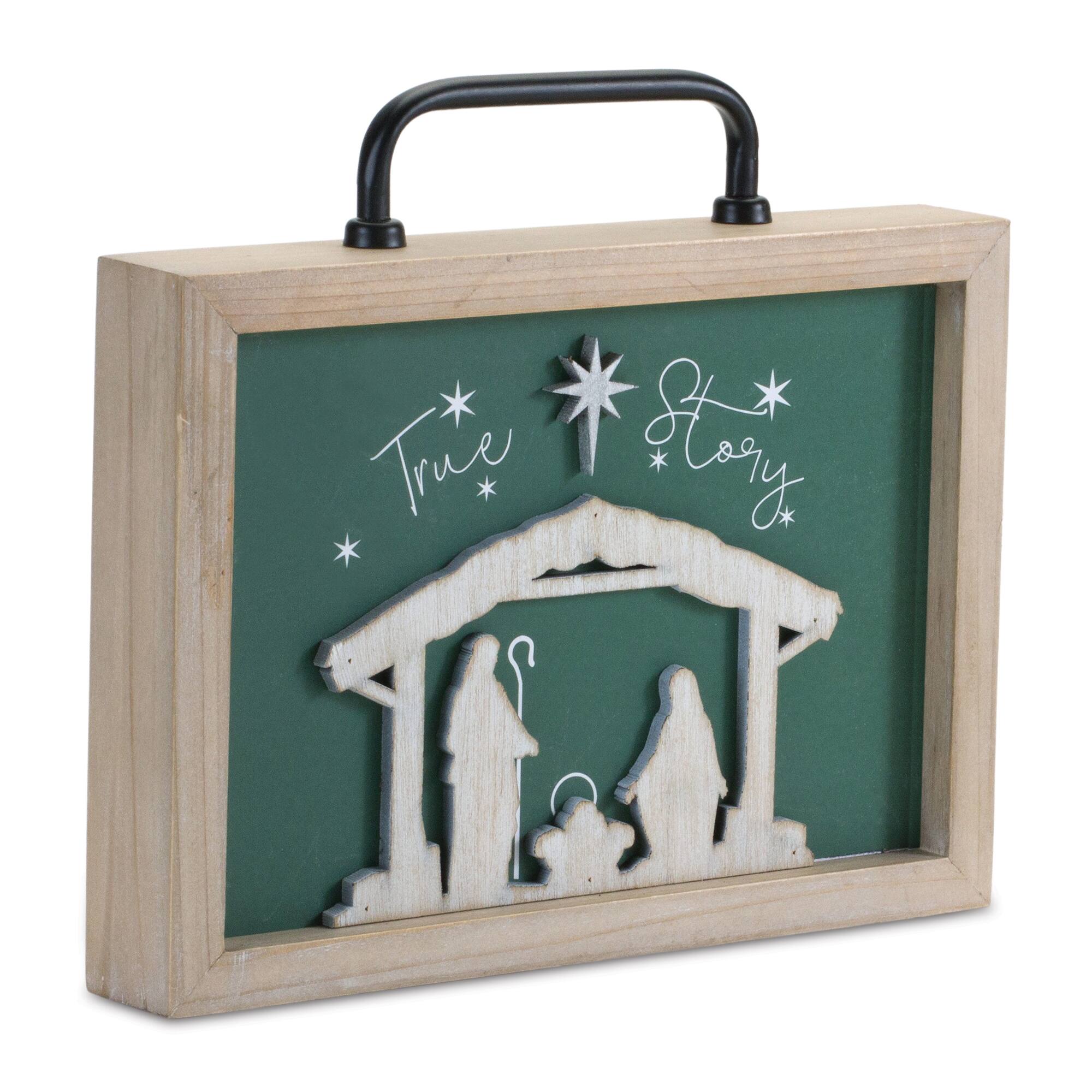 9.5&#x22; True Story Nativity Plaque with Handle