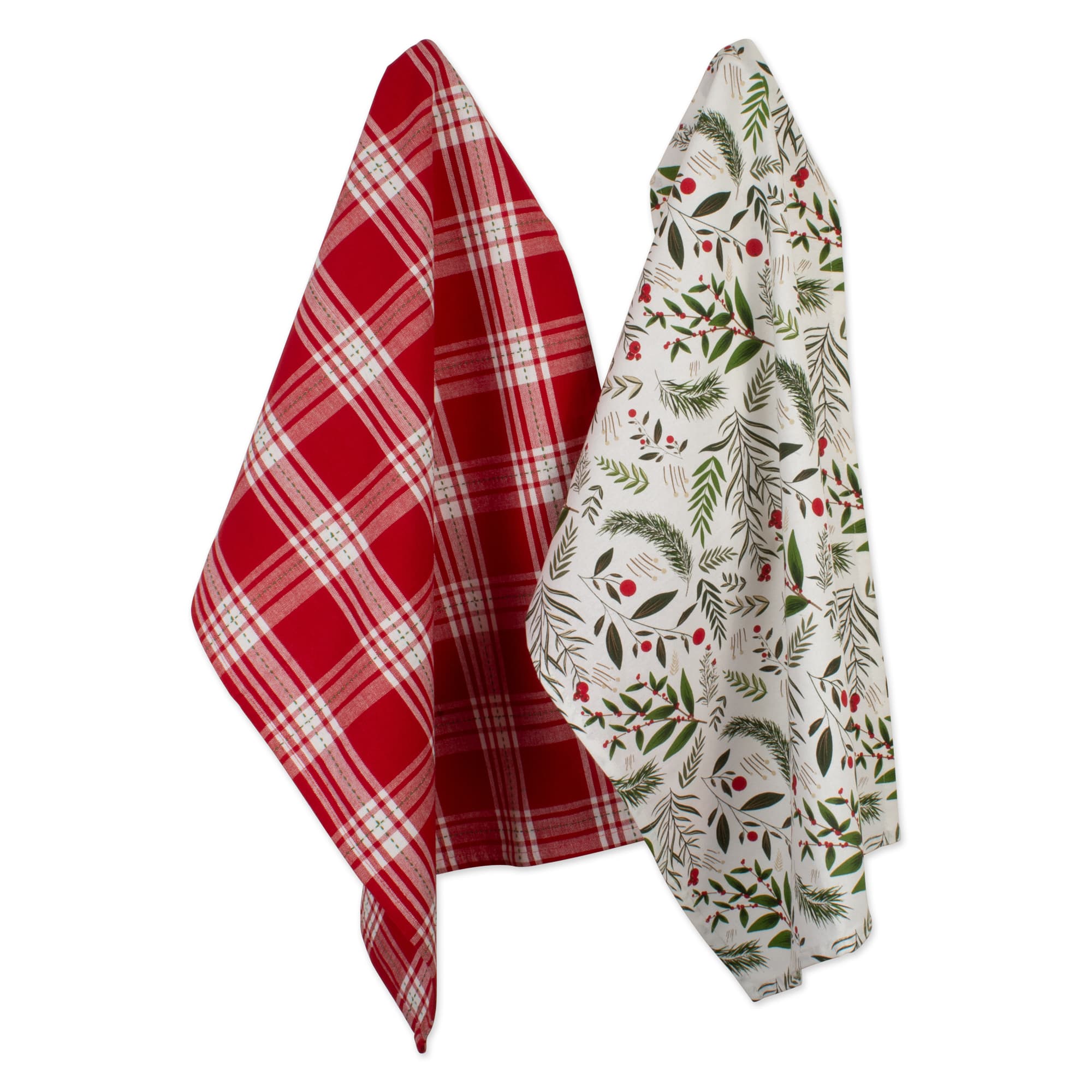 DII&#xAE; Boughs Of Holly Dishtowel Set