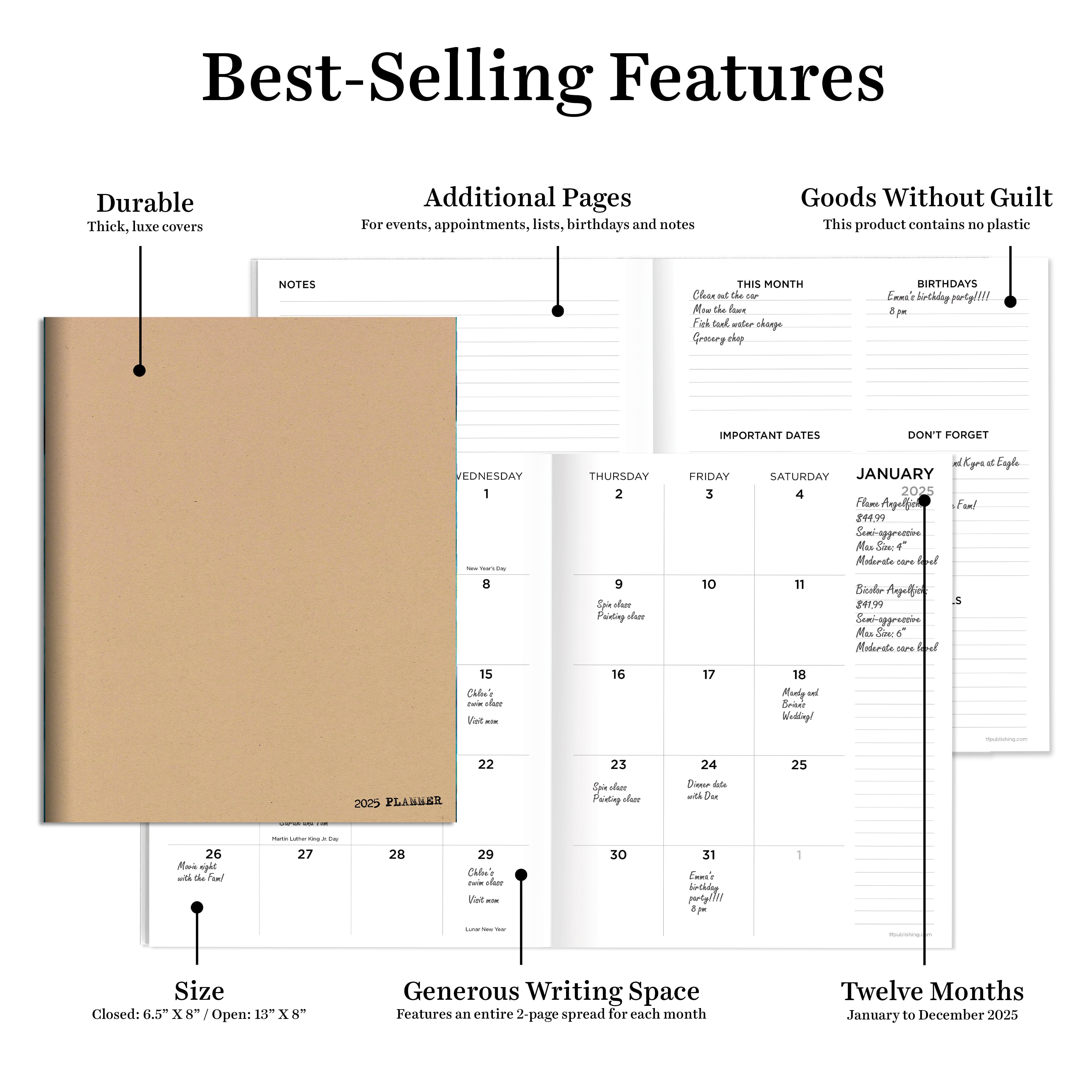 TF Publishing 2025 Anything But Basic Kraft Medium Monthly Planner