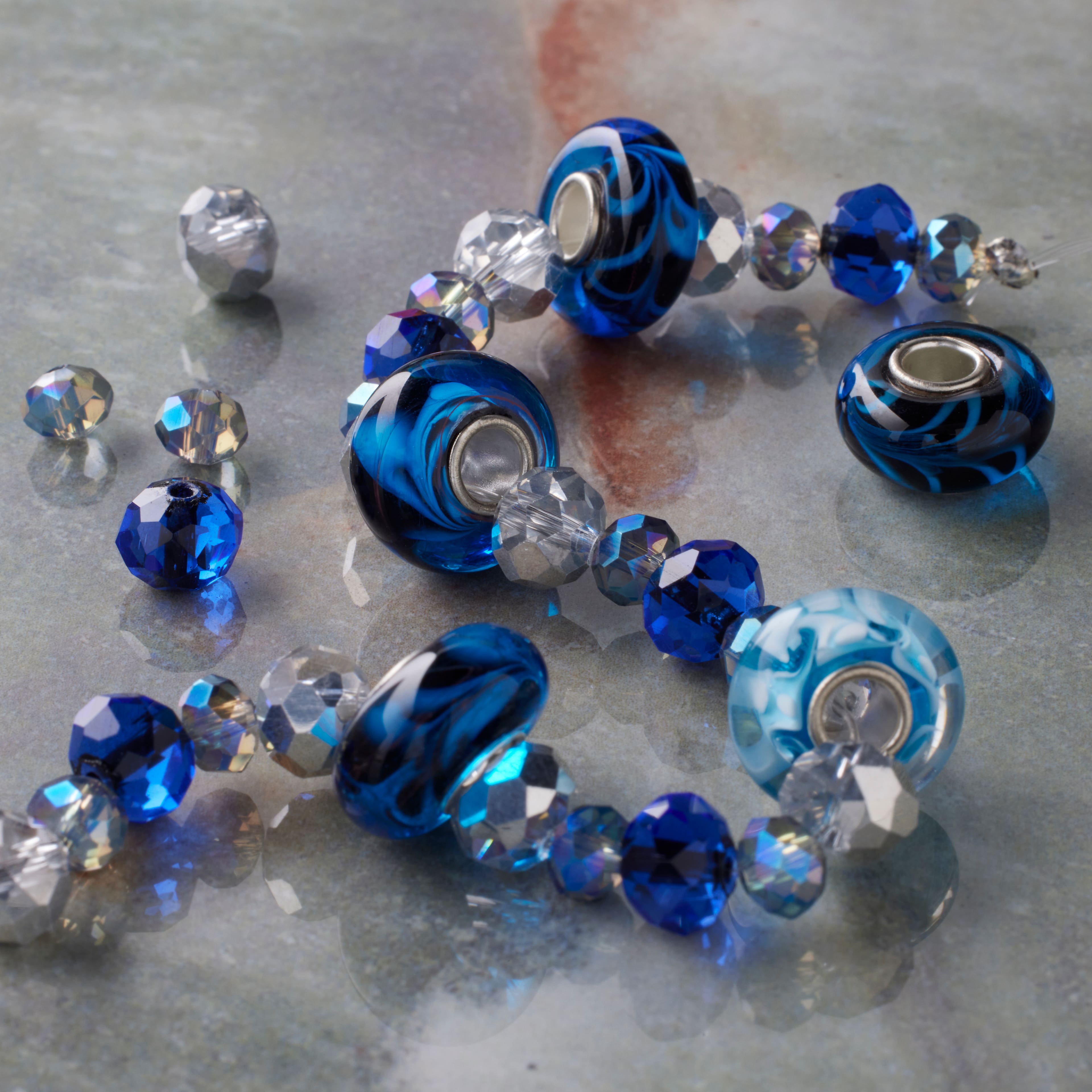 Blue Glass Lampwork Swirl Rondelle Beads by Bead Landing&#x2122;