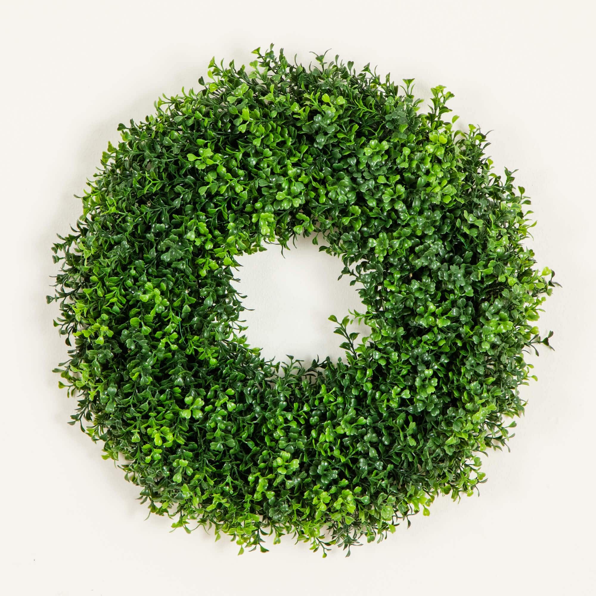 18in. Pre-Lit Artificial Boxwood Wreath with 25 Warm White LED Lights