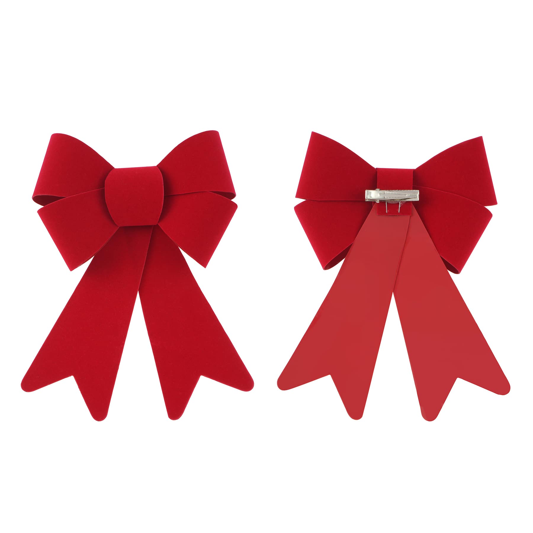 7&#x22; Red Flocked Tree Bows, 2ct. by Celebrate It&#xAE;