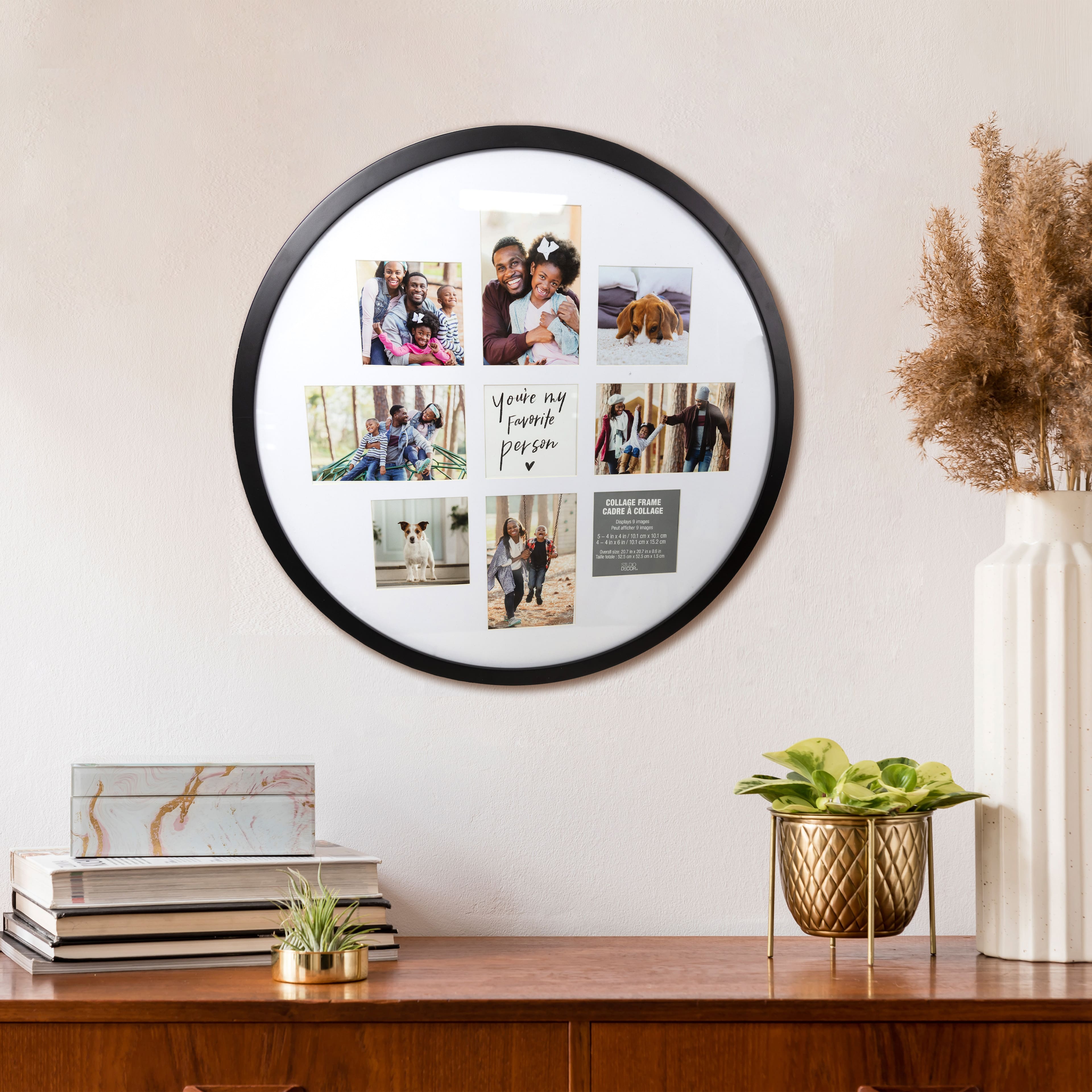 9 Opening Black Round 20.7&#x22; x 20.7&#x22; Collage Frame with Mat by Studio D&#xE9;cor&#xAE;