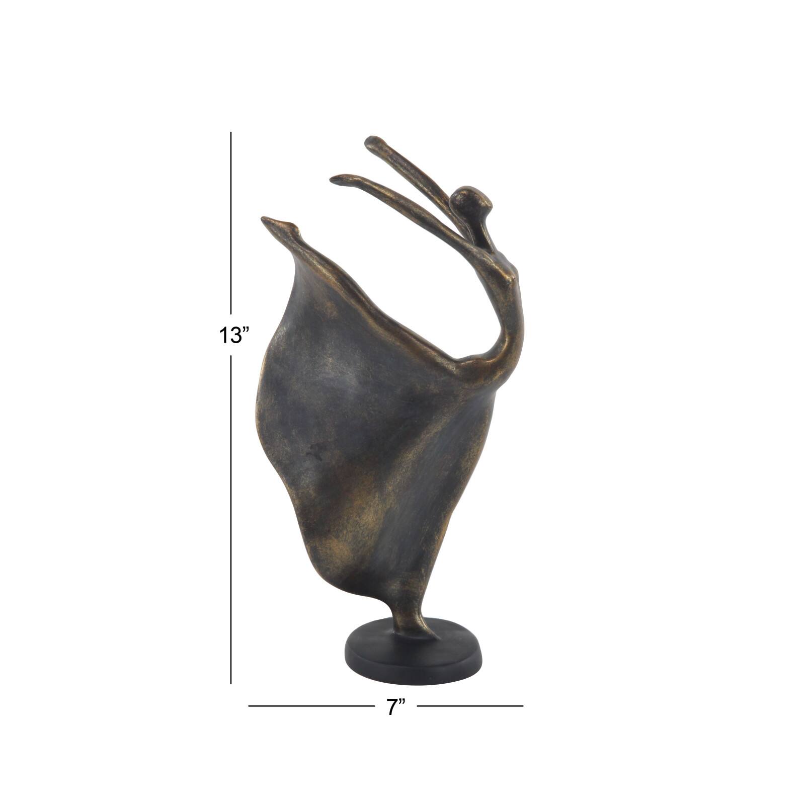 Brass Polystone Traditional Sculpture, Dancer 13&#x22; x 7&#x22; x 5&#x22;