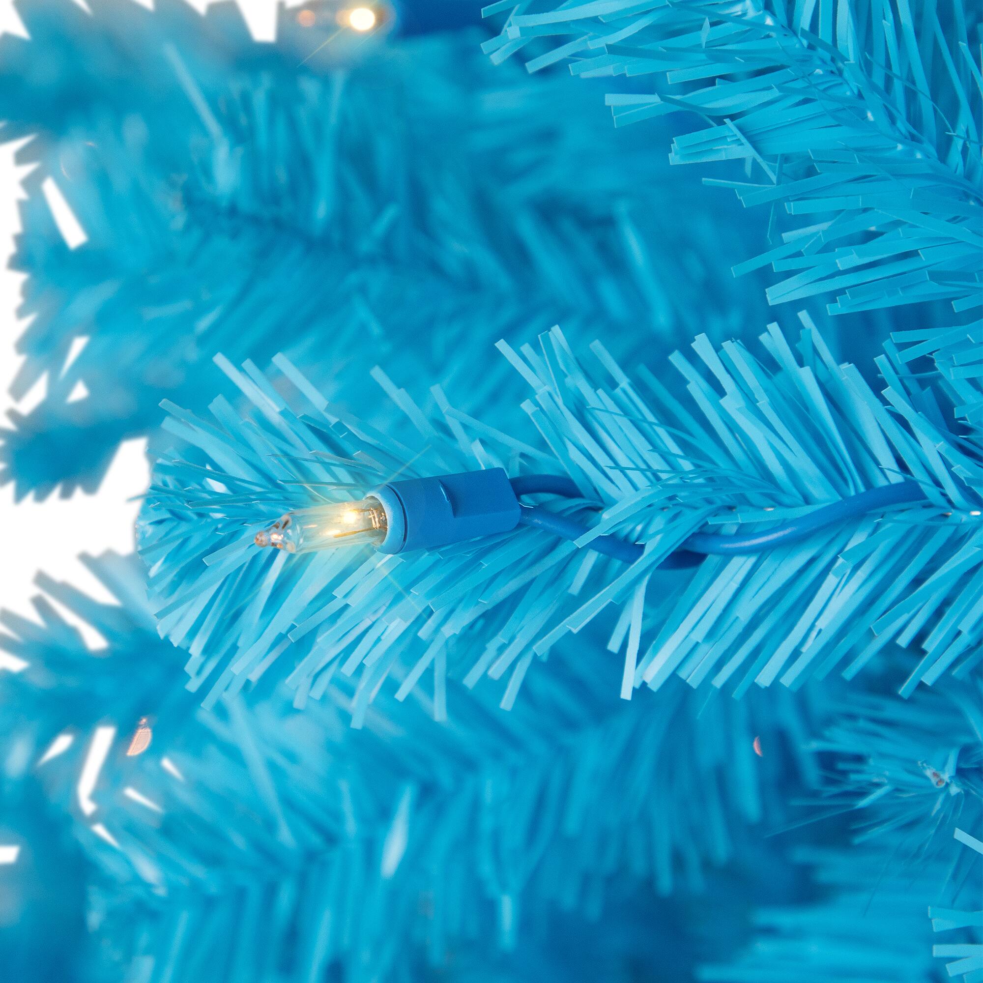 6ft. Pre-Lit Medium Sky Blue Pine Artificial Christmas Tree, Clear Lights