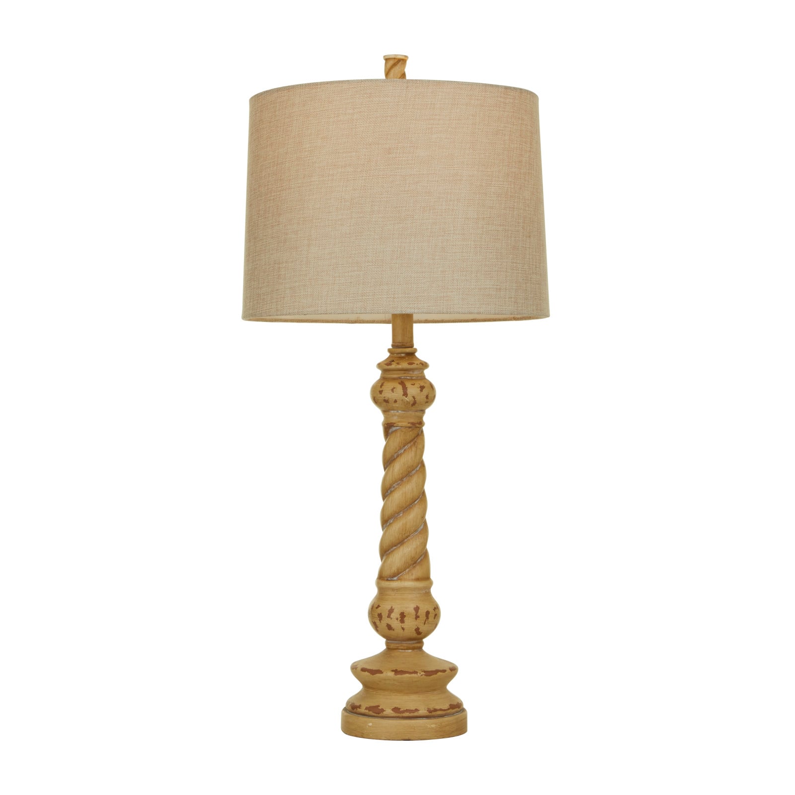 Brown Polystone Table Lamp Set of 2 14&#x22;, 31&#x22;