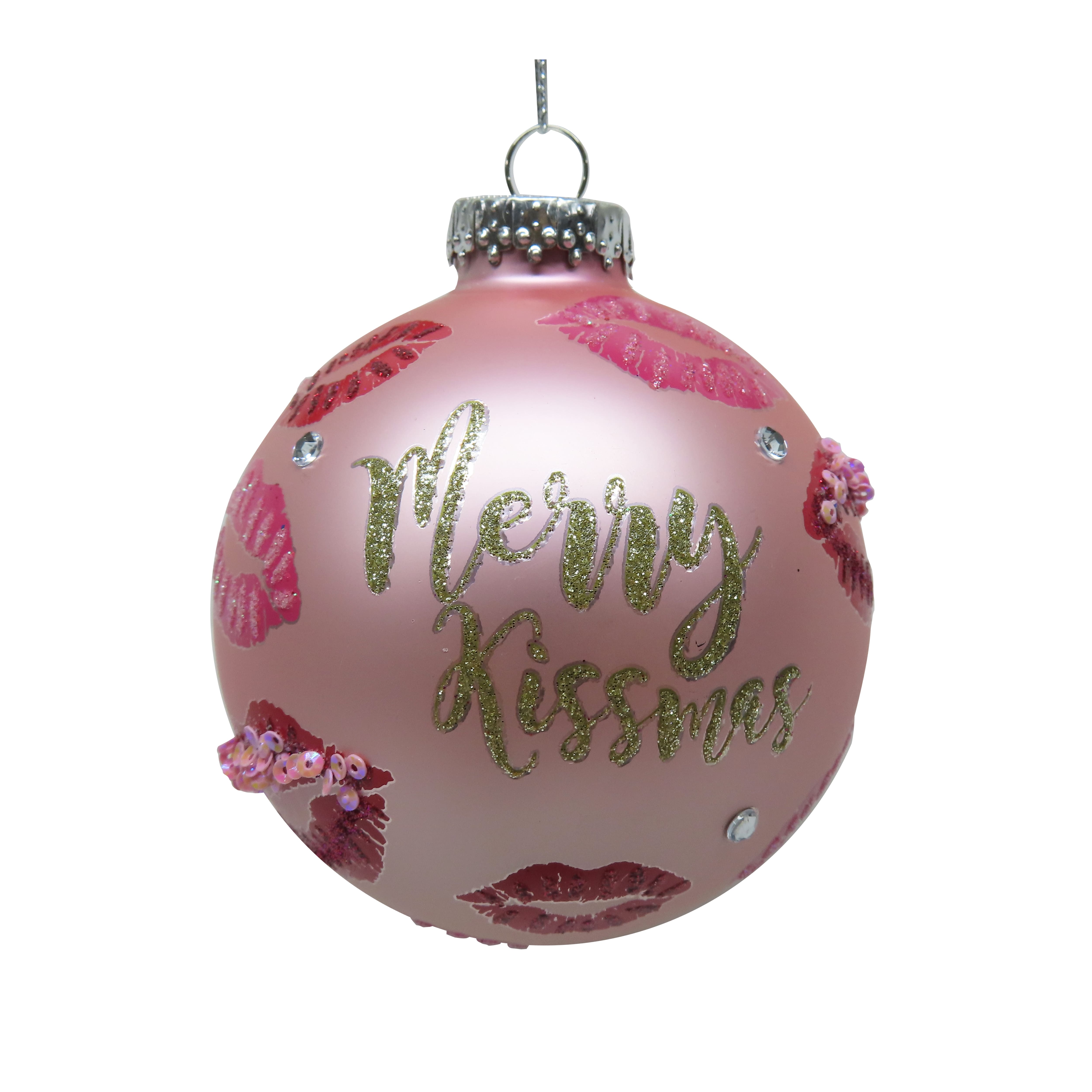4&#x22; Pink Merry Kissmas Glass Ball Ornament by Ashland&#xAE;