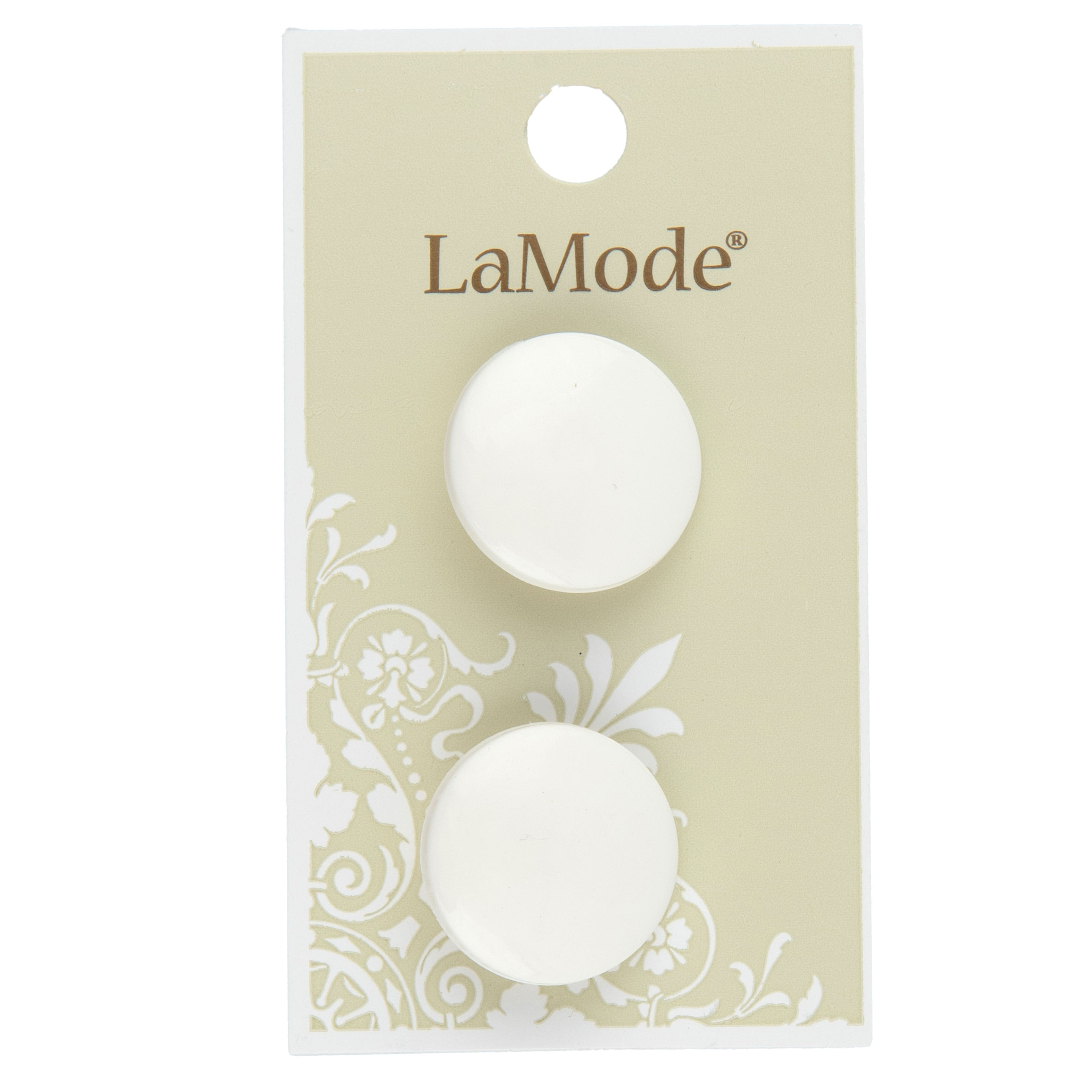 LaMode 7/8&#x22; White Shank Buttons, 2ct.