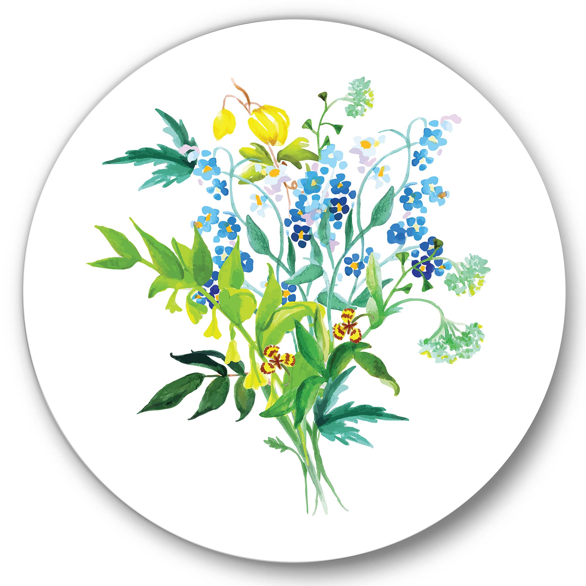 Designart - Meadow Flowers Garland - Farmhouse Metal Circle Wall Art