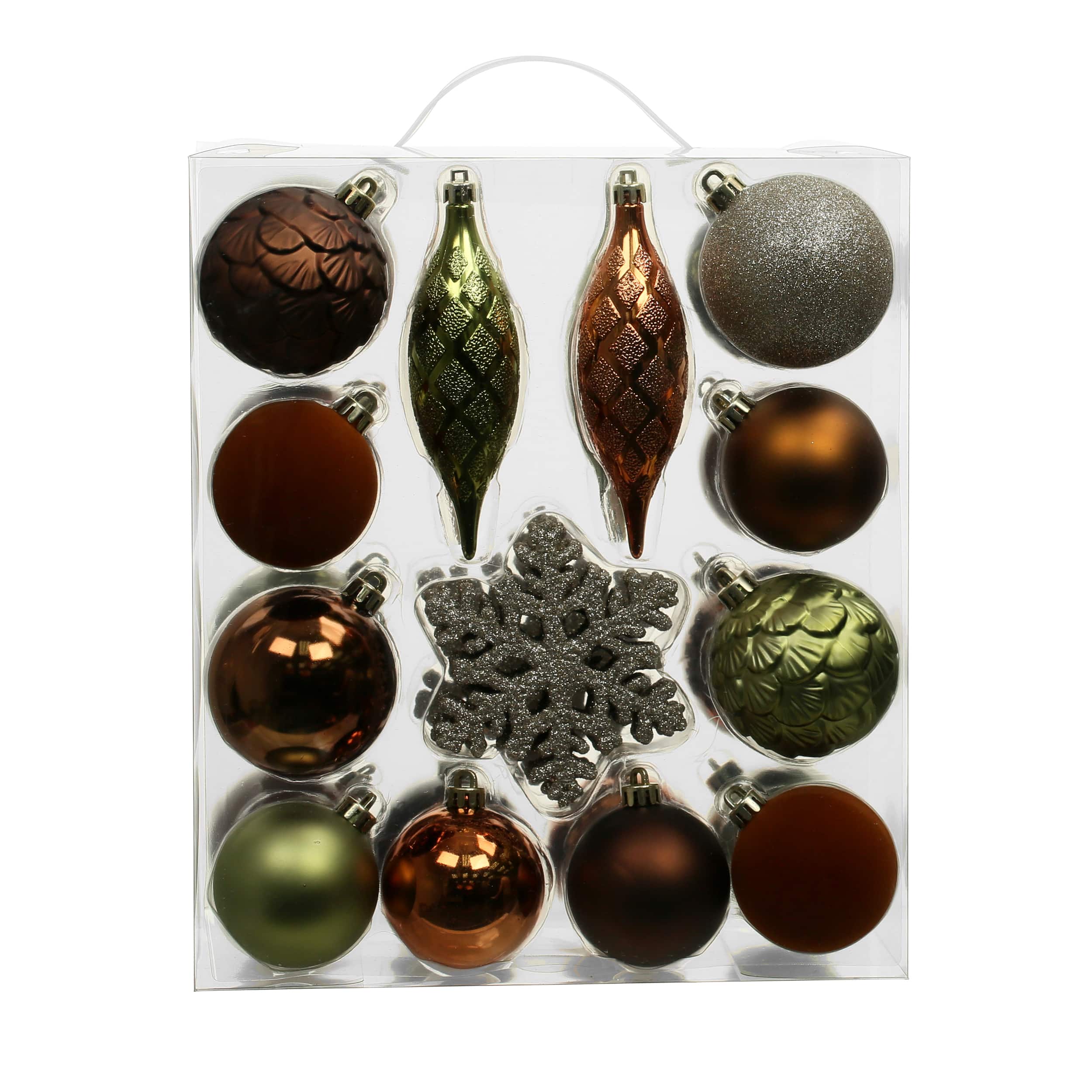 40 Pack Forest Shatterproof Ball, Teardop &#x26; Snowflake Ornaments by Ashland&#xAE;