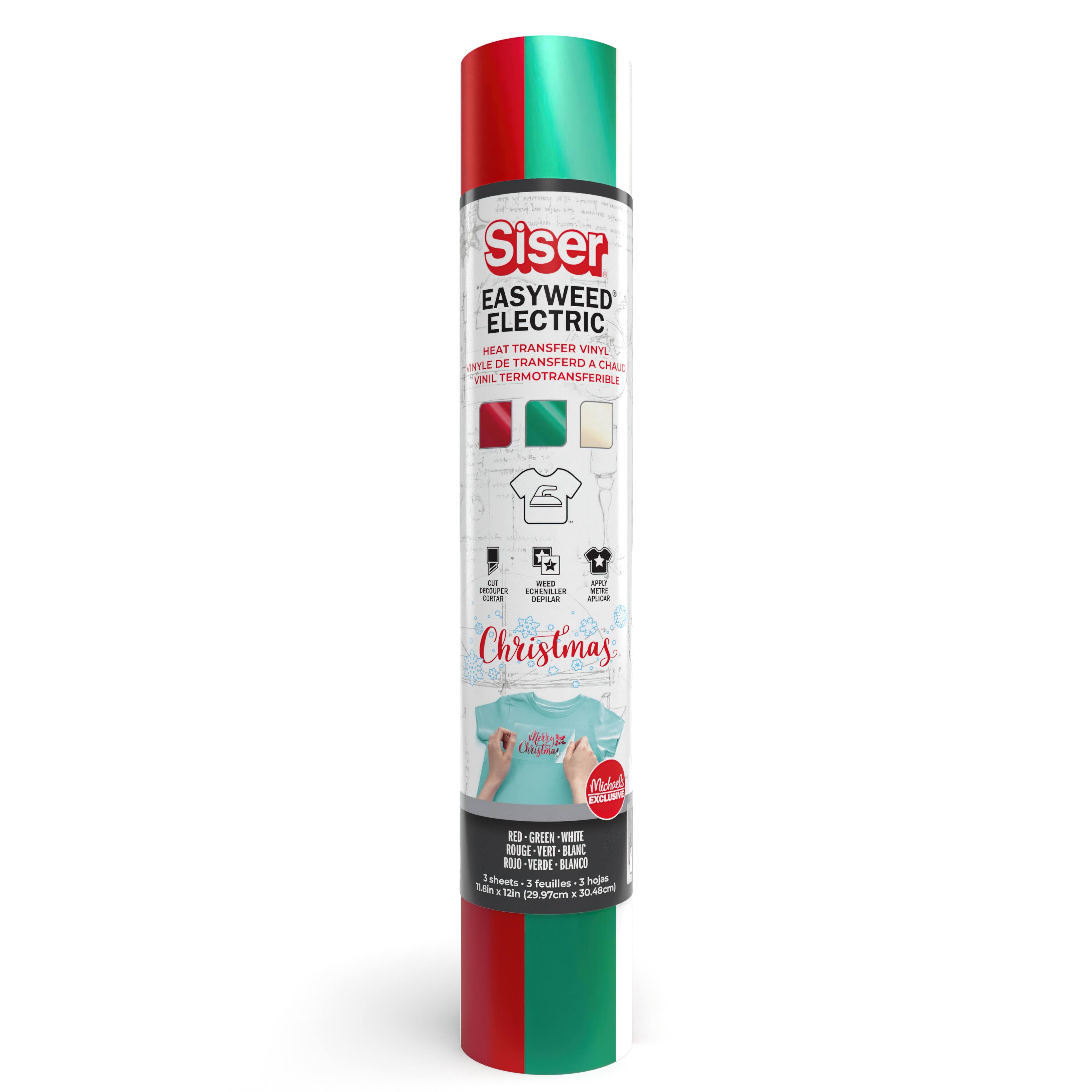 Siser® Easyweed® Electric Red, Green, White Heat Transfer Vinyl Sampler