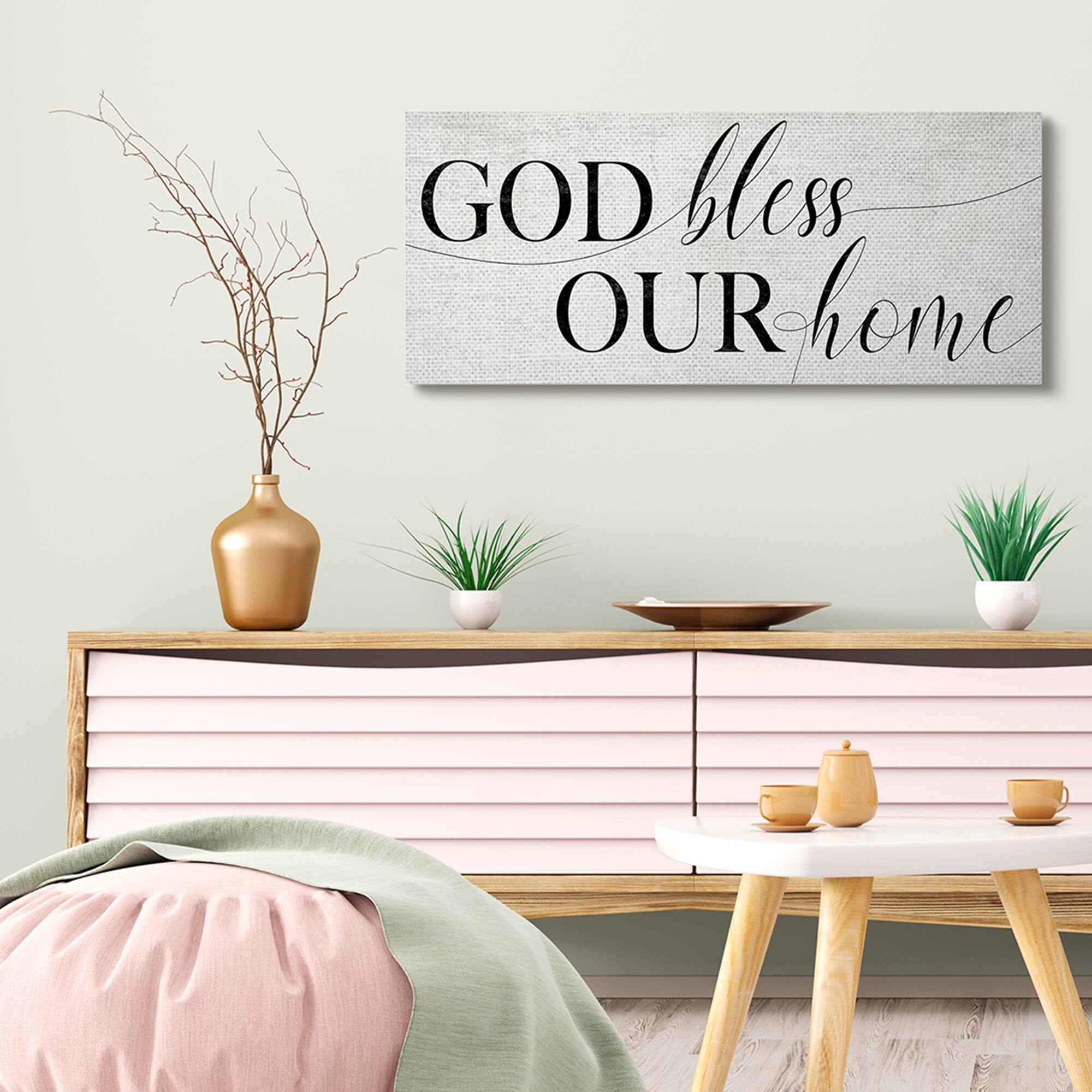 Stupell Industries God Bless Our Home Canvas Wall Art
