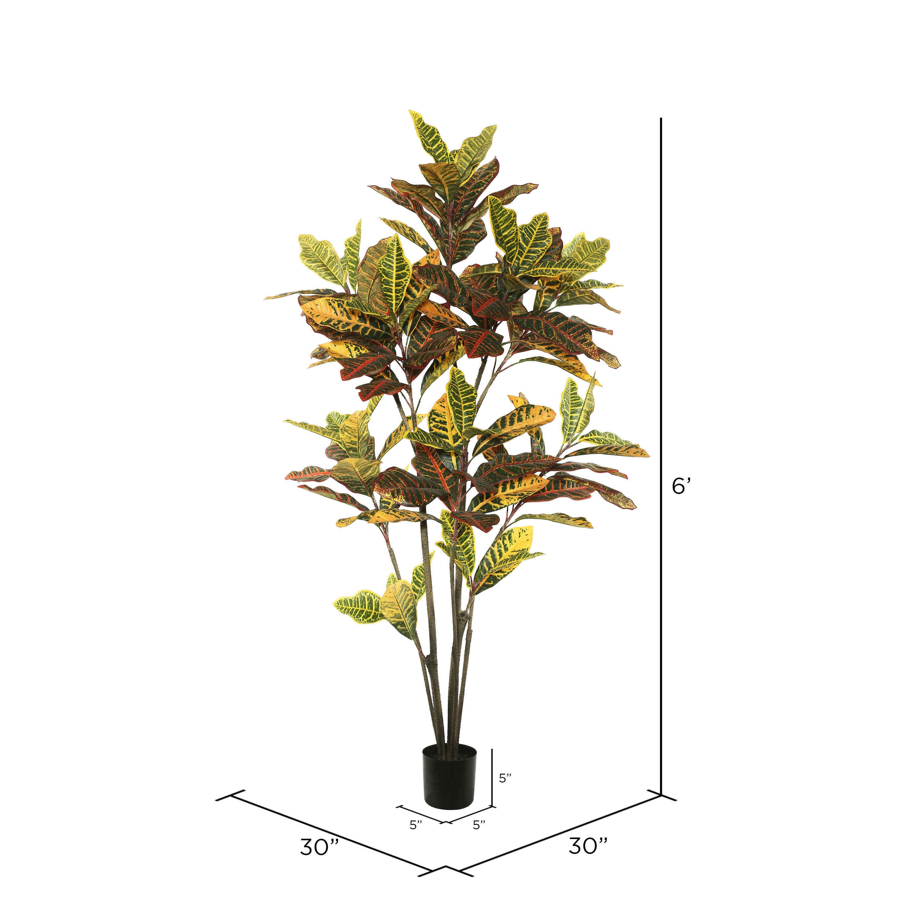 6ft. Potted Artificial Green & Orange Croton Tree