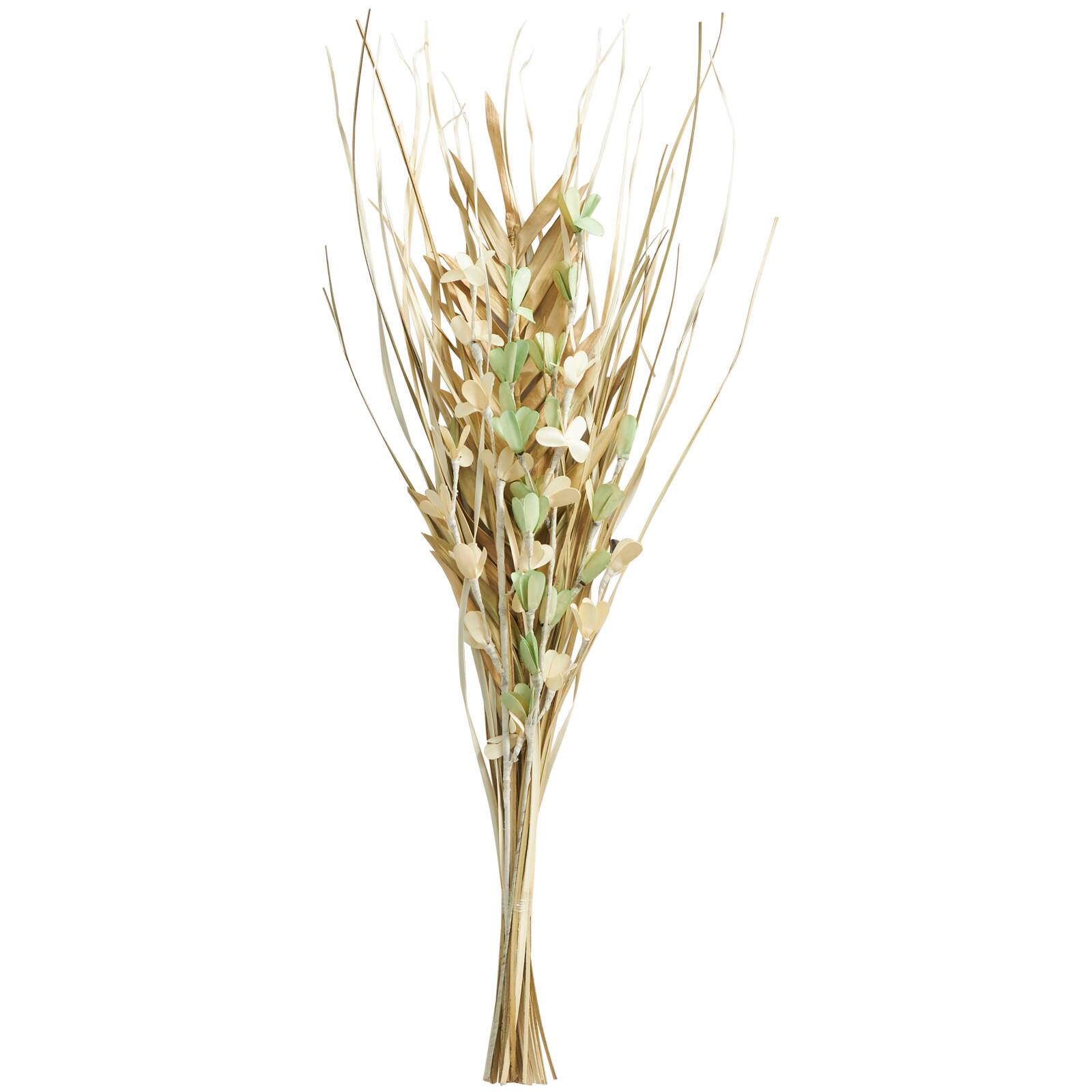 38" Beige & Green Dried Plant Floral Grass Bouquet Palm Leaf Natural Foliage