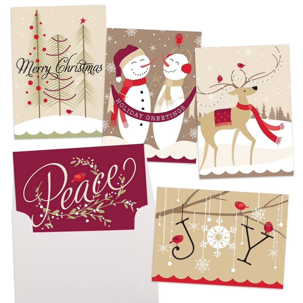 JAM Paper 6.25" x 4.625" Decadent Assortment Christmas Cards Set, 25ct.