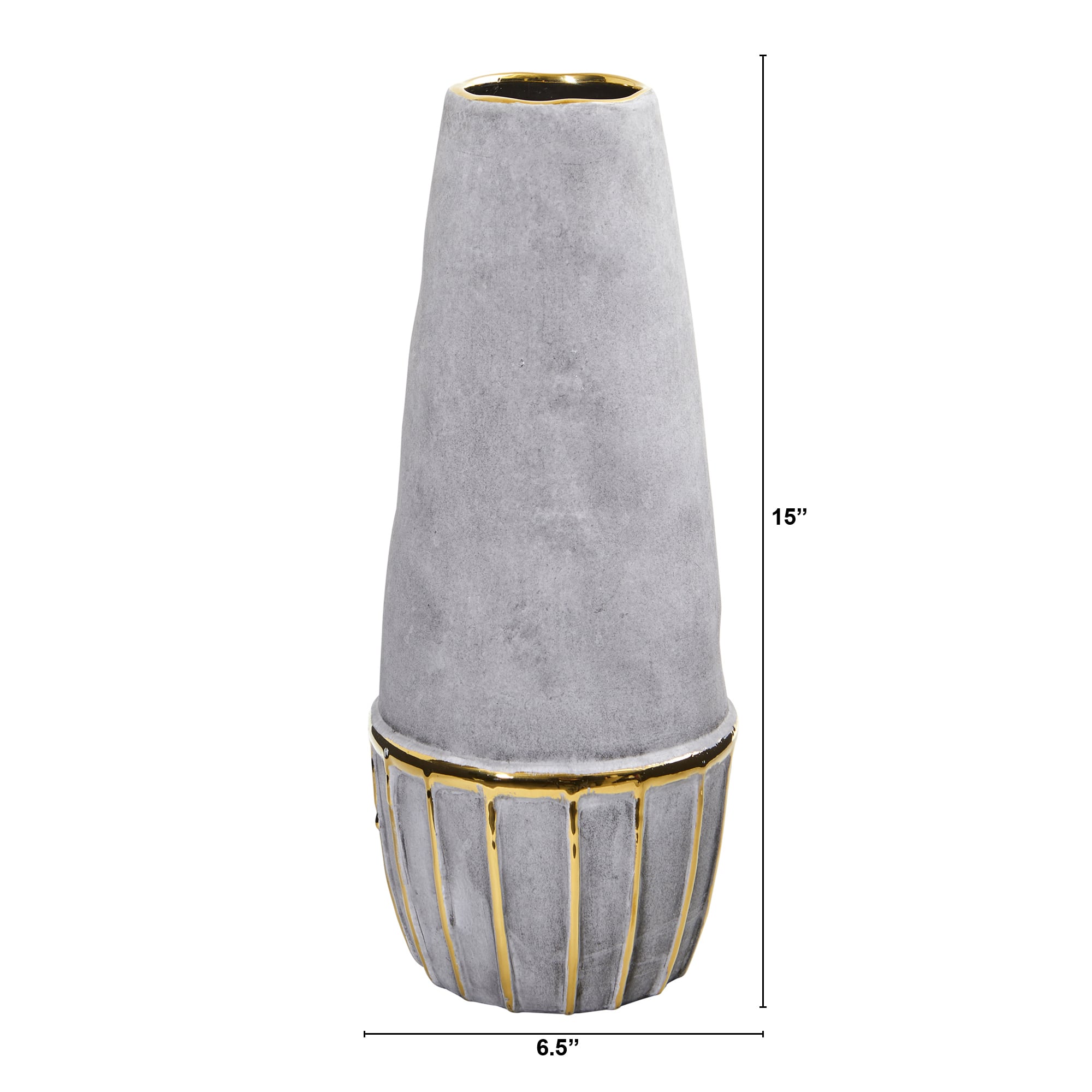 15&#x22; Regal Stone Decorative Vase with Gold Accents