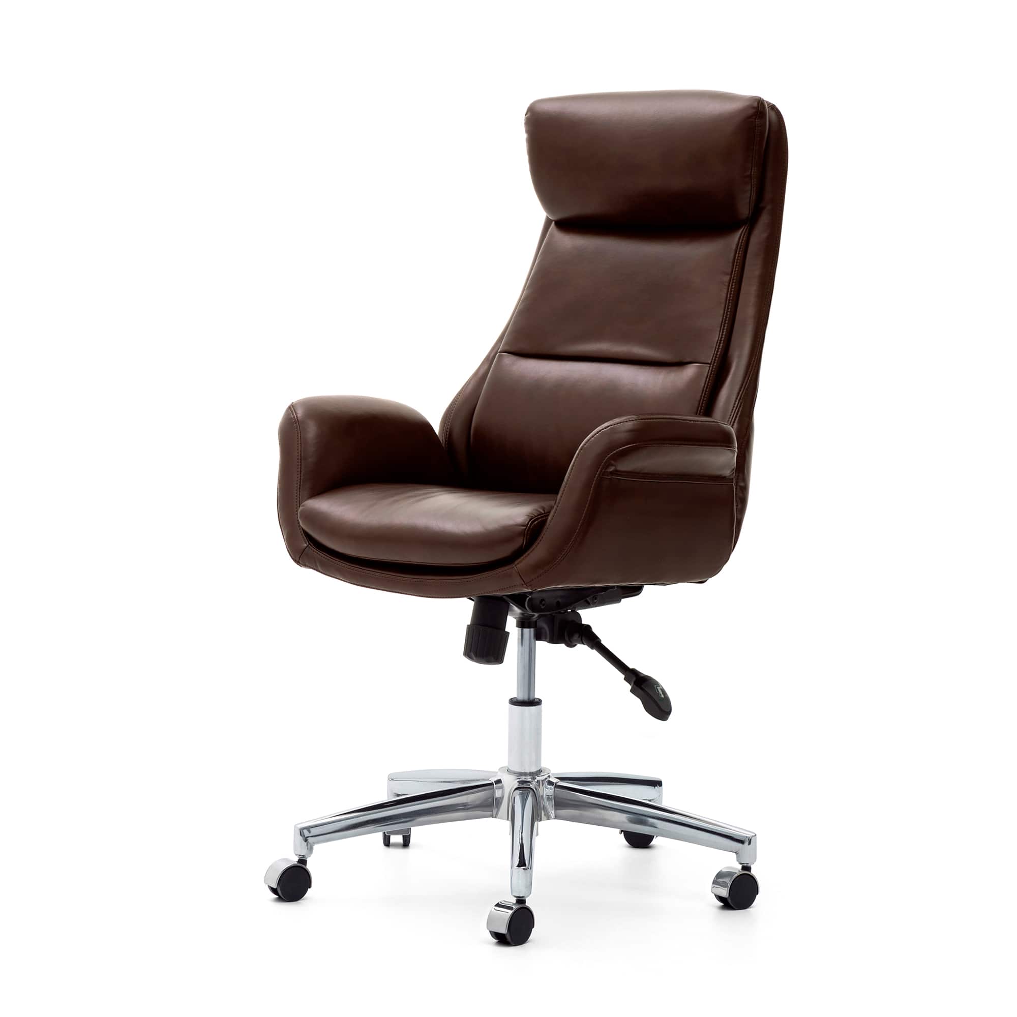 Glitzhome® Mid-Century Modern Faux Leather Adjustable High Back Swivel Office Chair