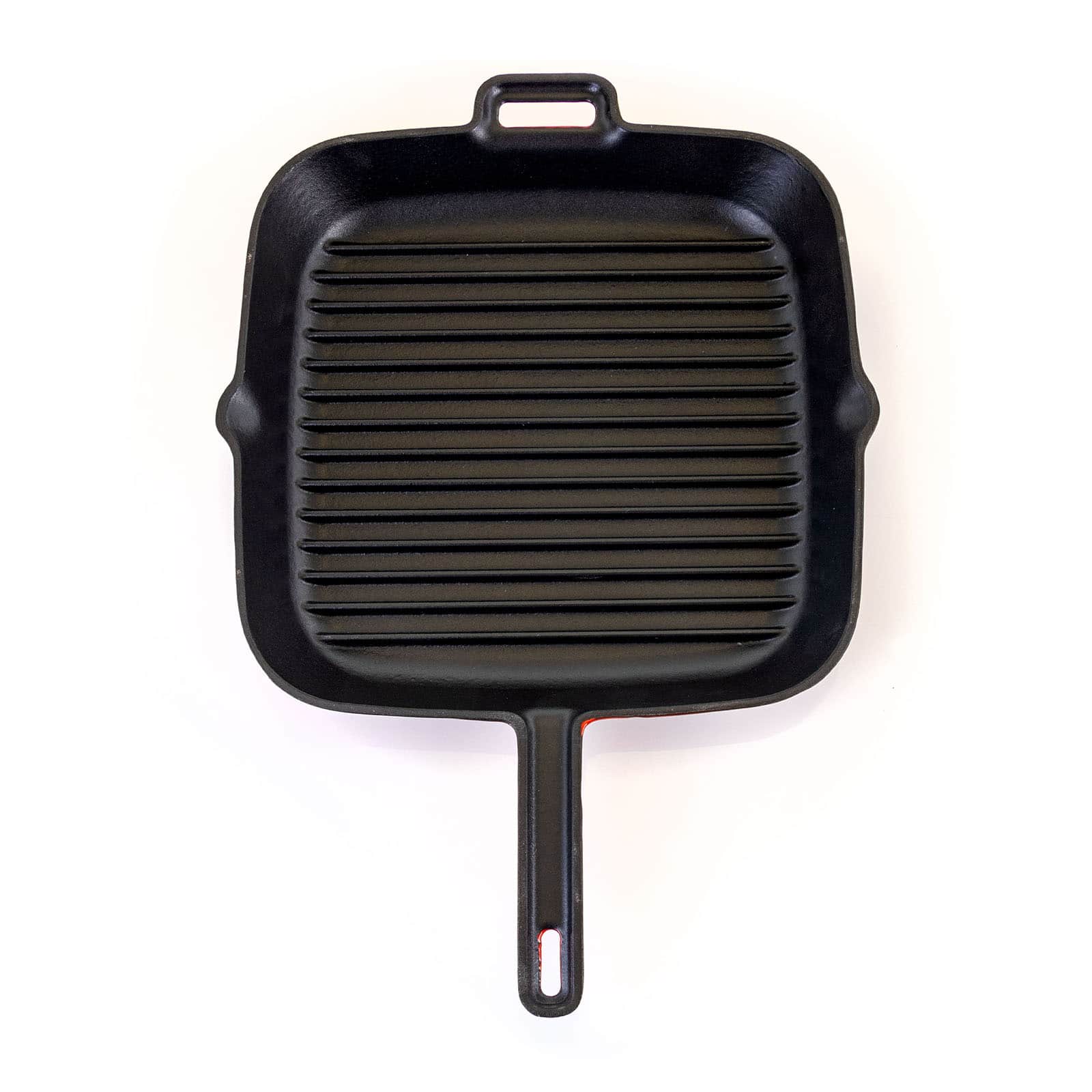 MegaChef 11&#x22; Square Red Enamel Cast Iron Grill Pan with Matching Grill Press