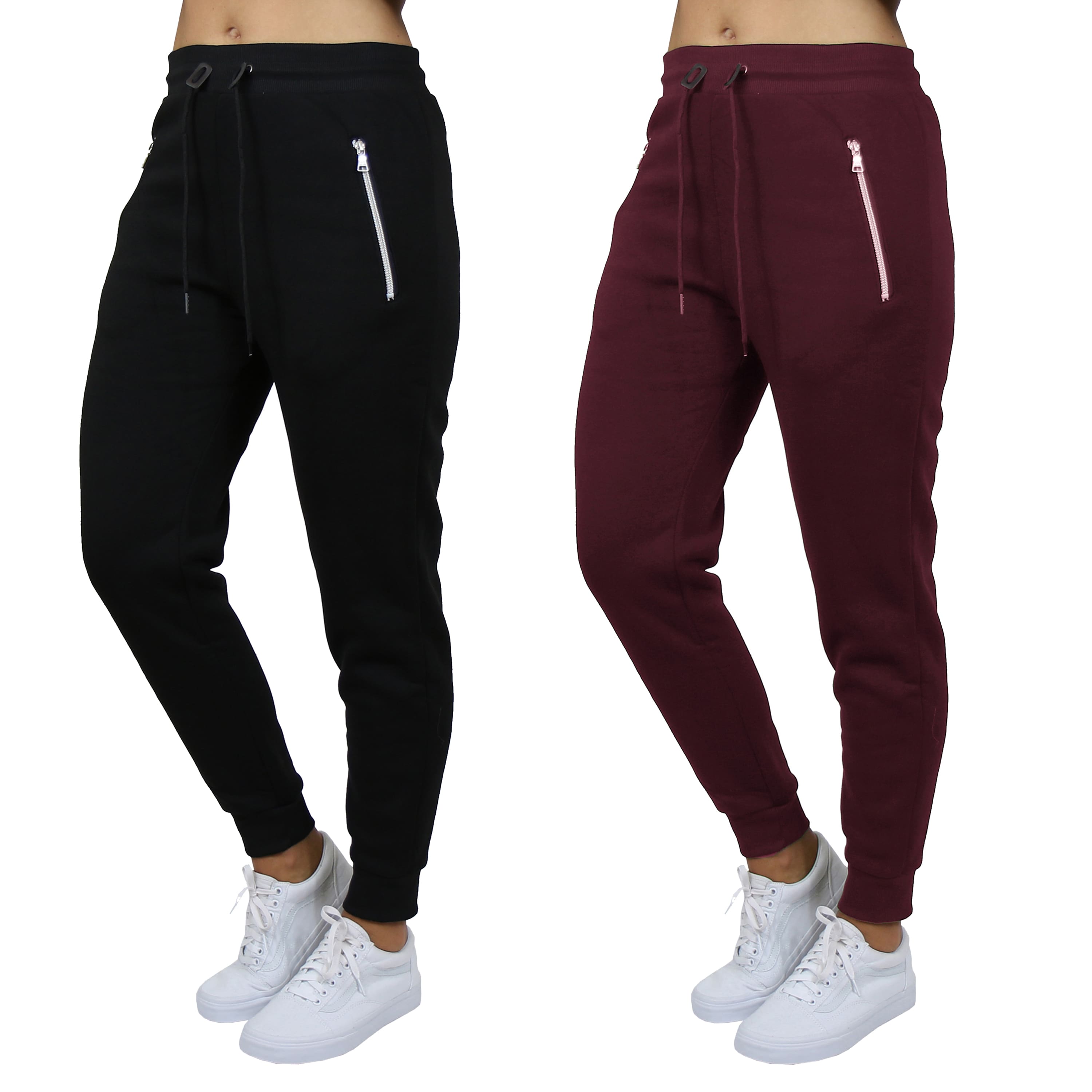 Galaxy by Harvic Women's Relaxed-Fit Fleece-Lined Zipper Pockets Jogger  Sweatpants, 2 Pack
