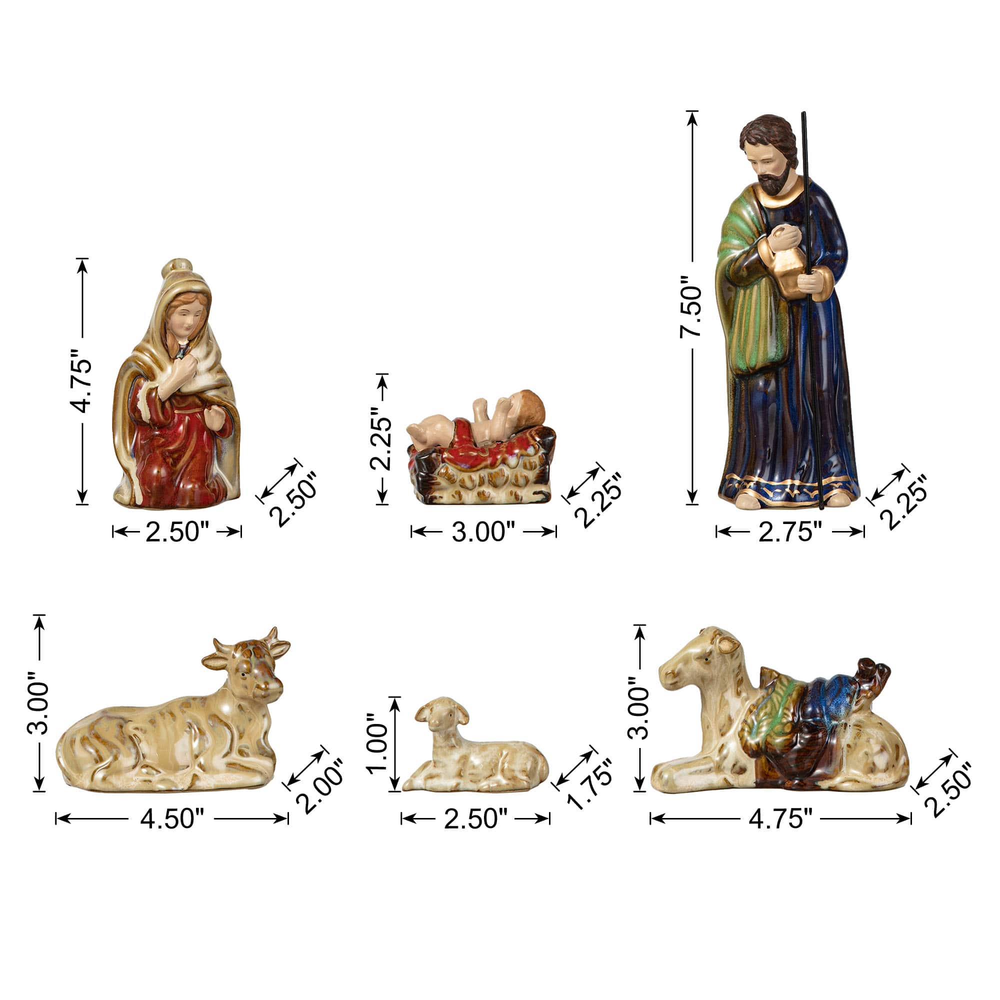 Glitzhome&#xAE; Multicolor Ceramic Nativity Figurine Set