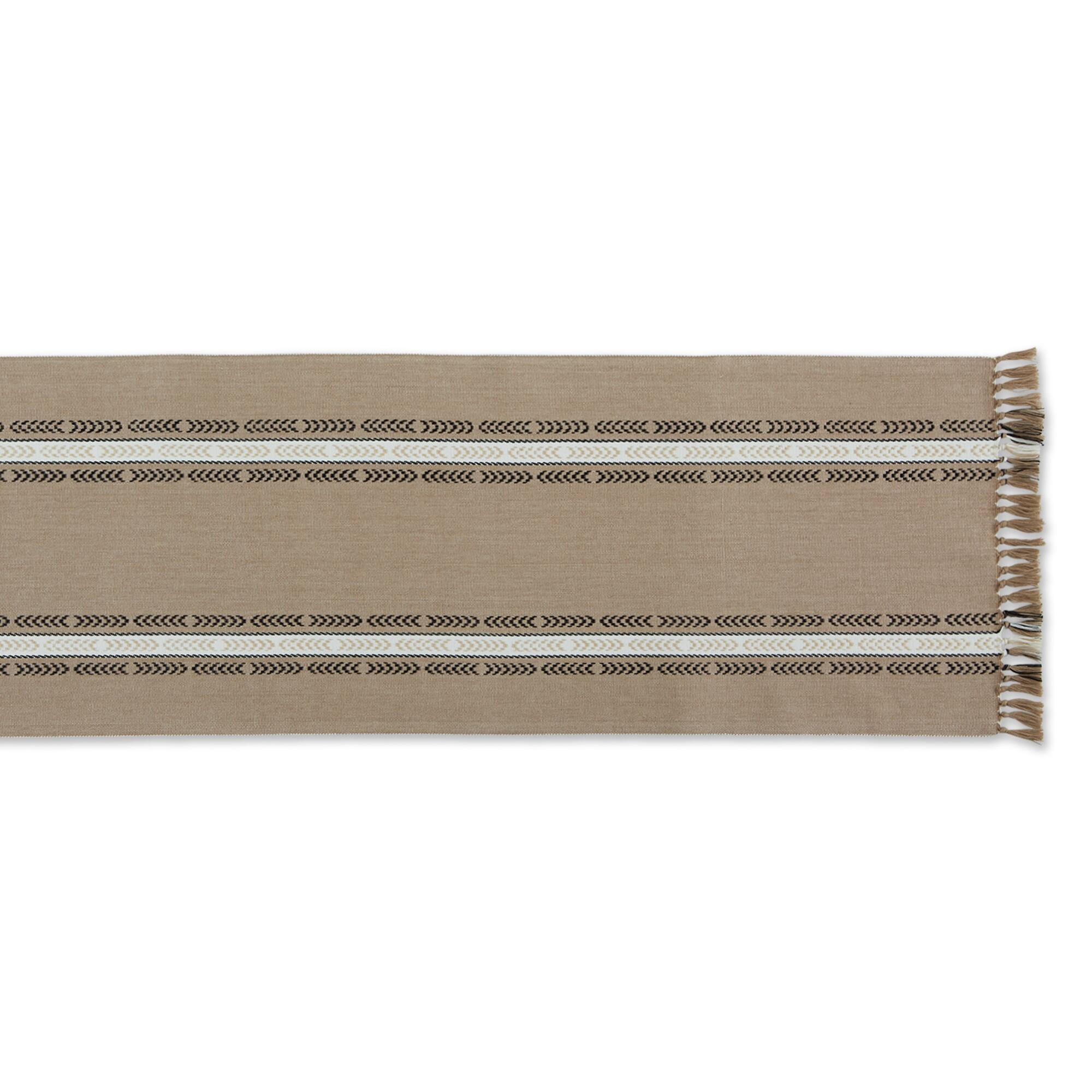 DII® 72" Dobby Striped Fringe Ribbed Table Runner