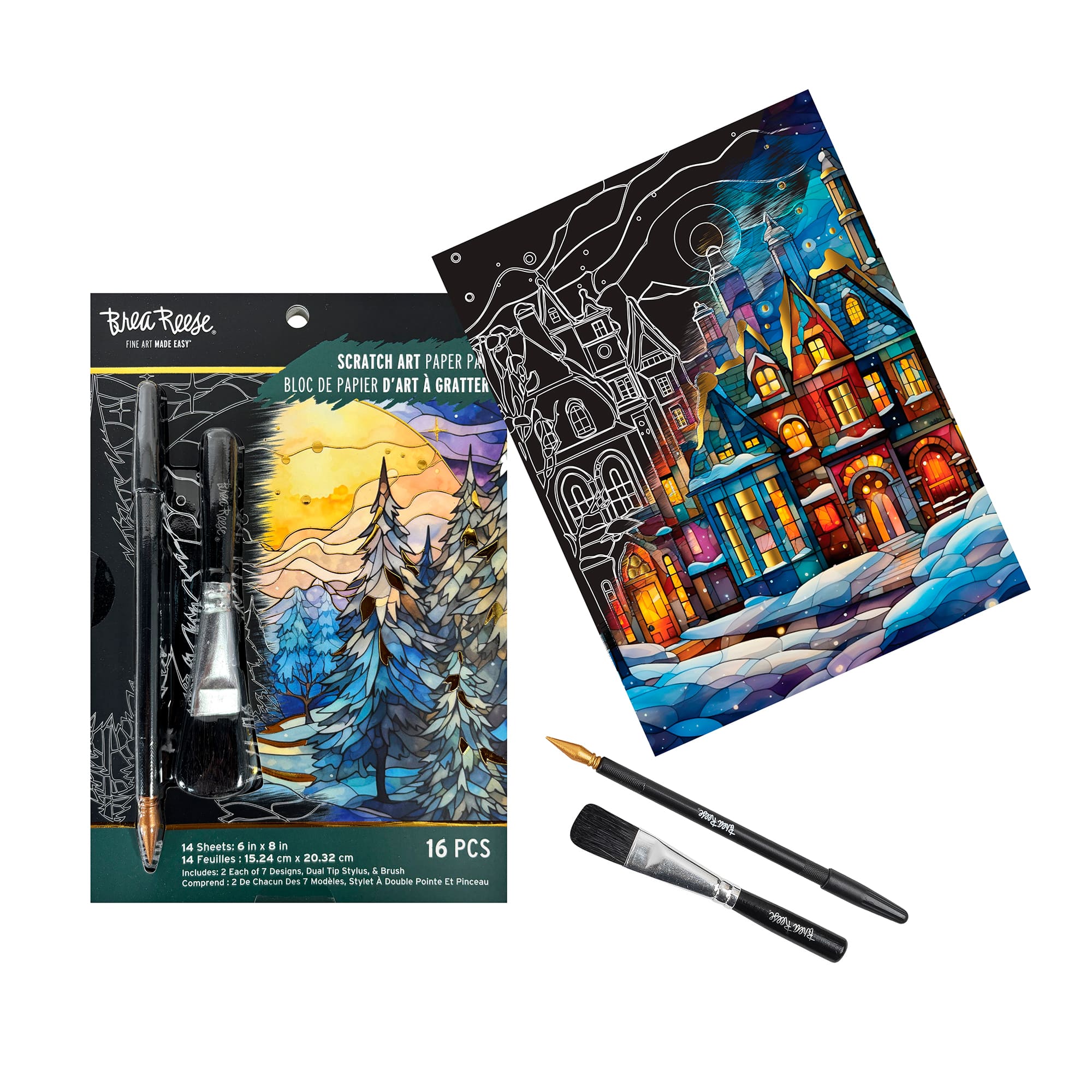 Brea Reese&#x2122; 6&#x22; x 8&#x22; Stained Glass Scratch Art Paper Pad