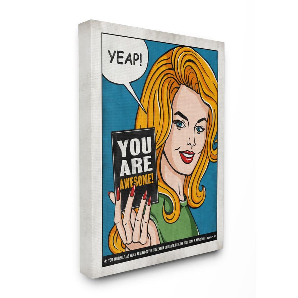 Stupell Industries You Are Awesome Vintage Comic Book Canvas Wall Art