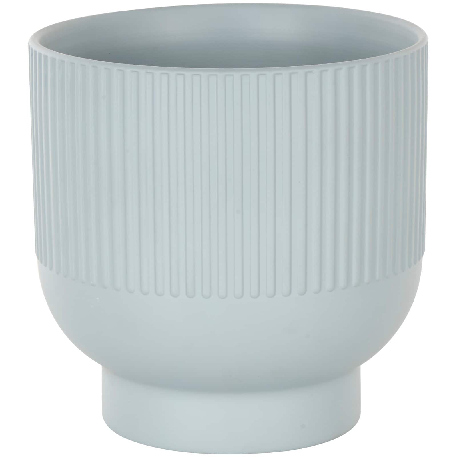 Light Blue Ceramic Planter with Tapered Base Set