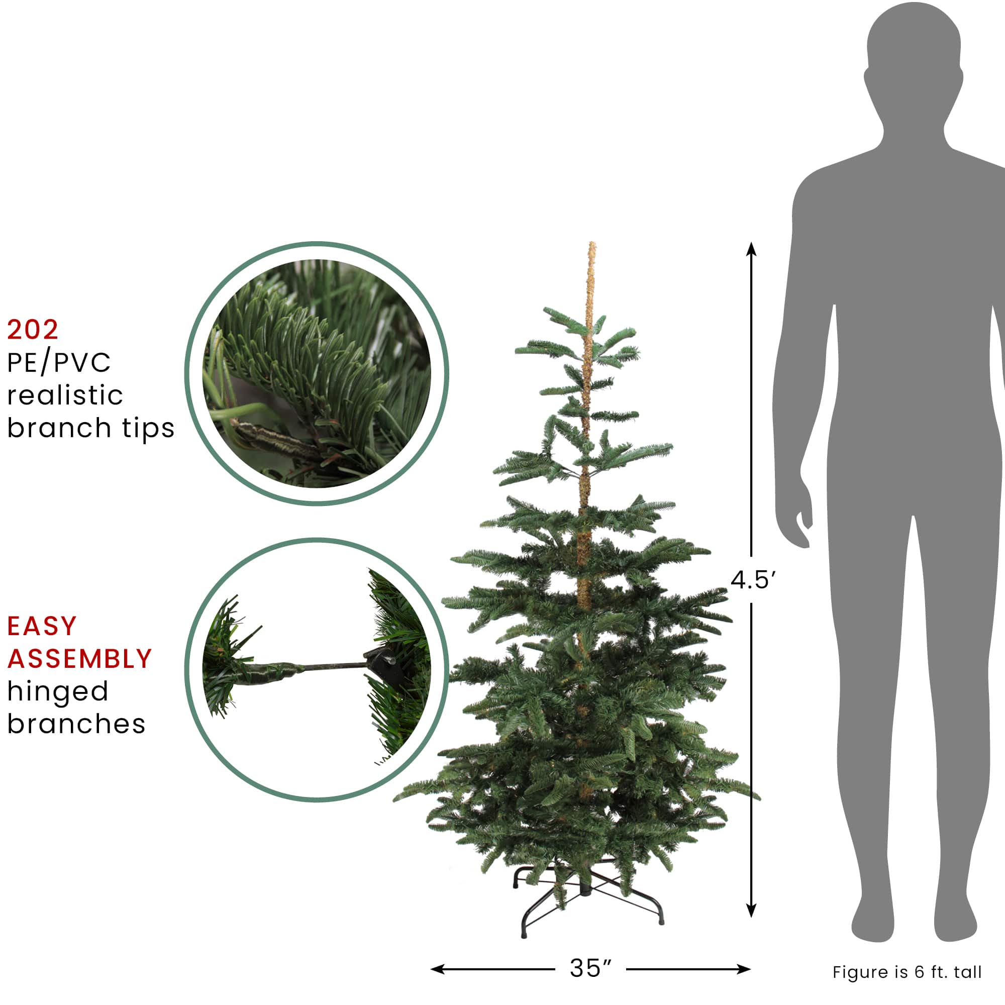 4.5ft. Unlit Slim Nordmann Fir Layered Artificial Christmas Tree